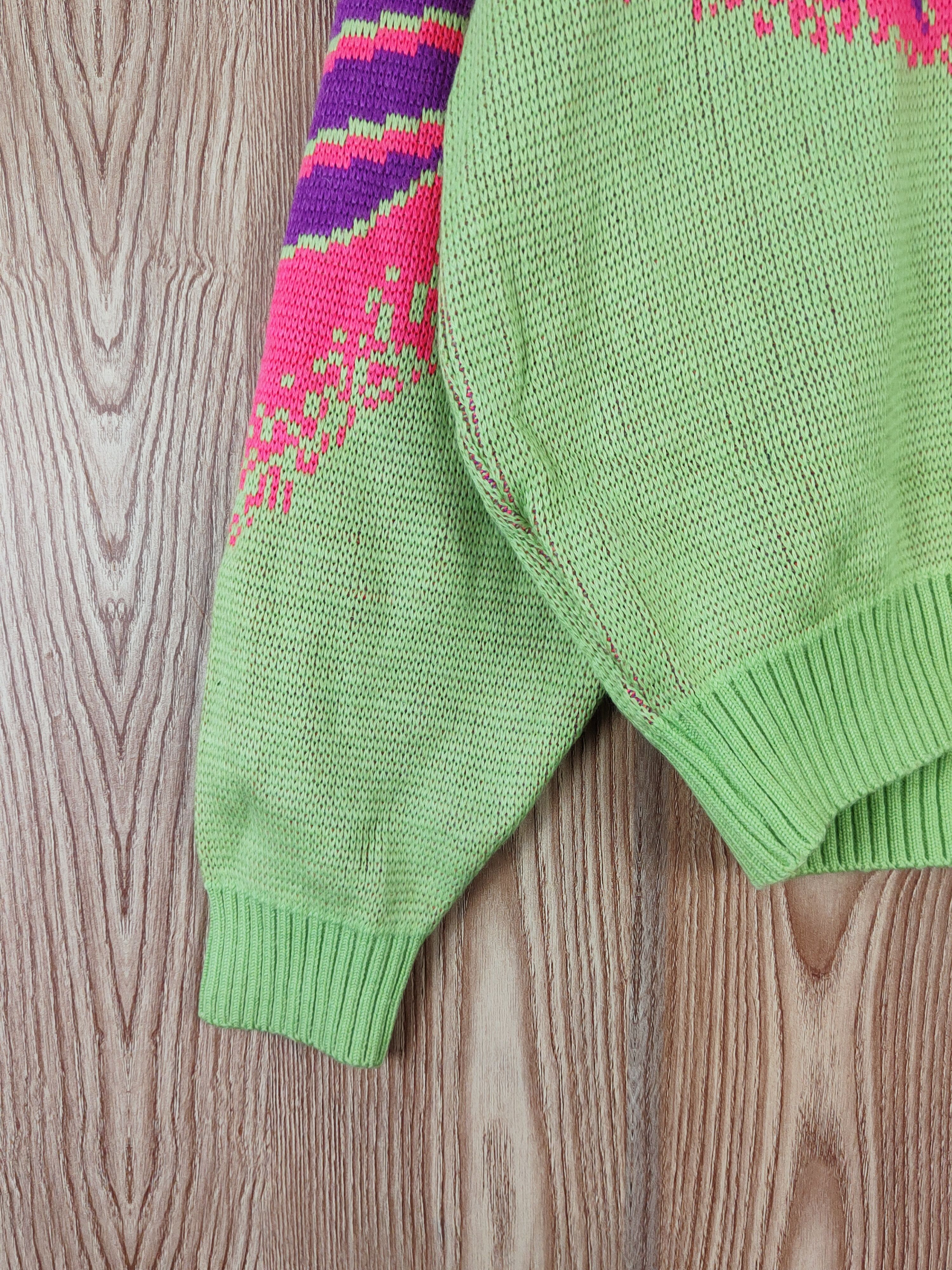 Vintage Fablice Green Pink art vintage Knitwear Sweatshirts #W818 Size US L / EU 52-54 / 3 - 4 Thumbnail