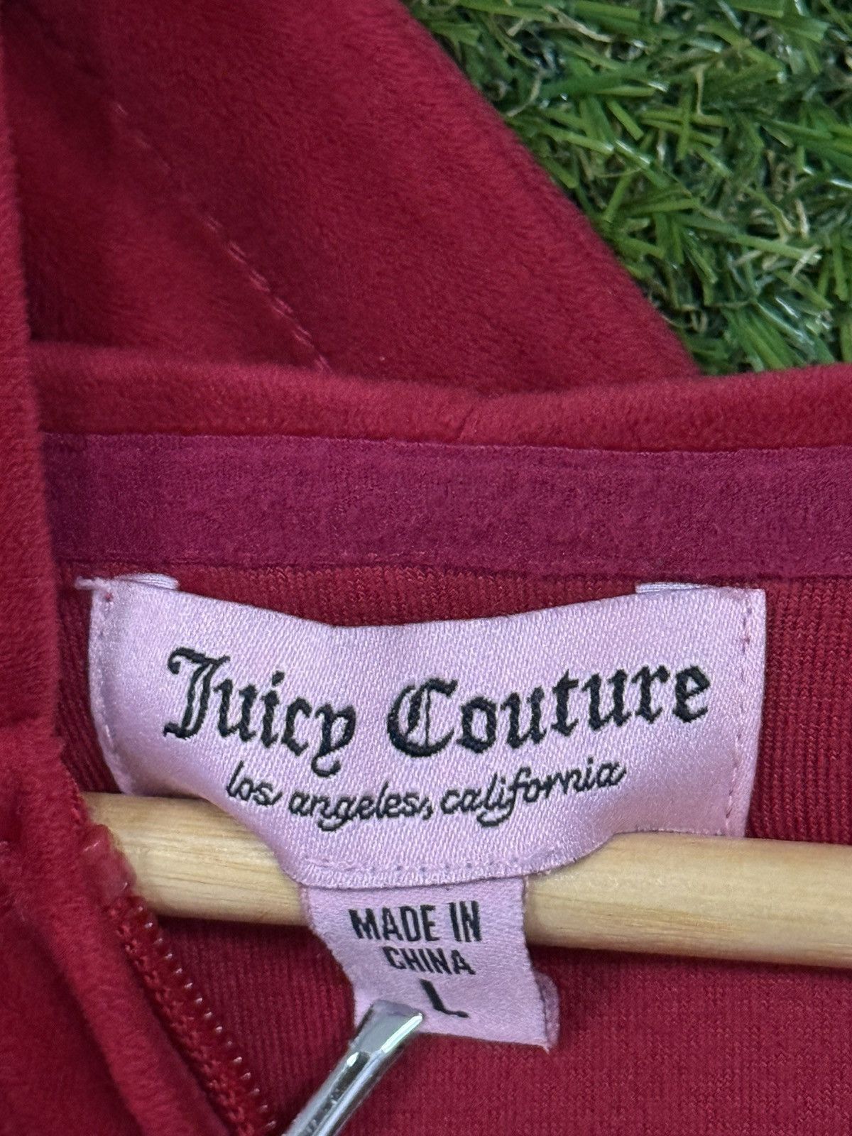 Juicy Couture Vintage Juicy Couture Red Velvet Rhinestone Gem BB Hoodie Size L / US 10 / IT 46 - 3 Thumbnail