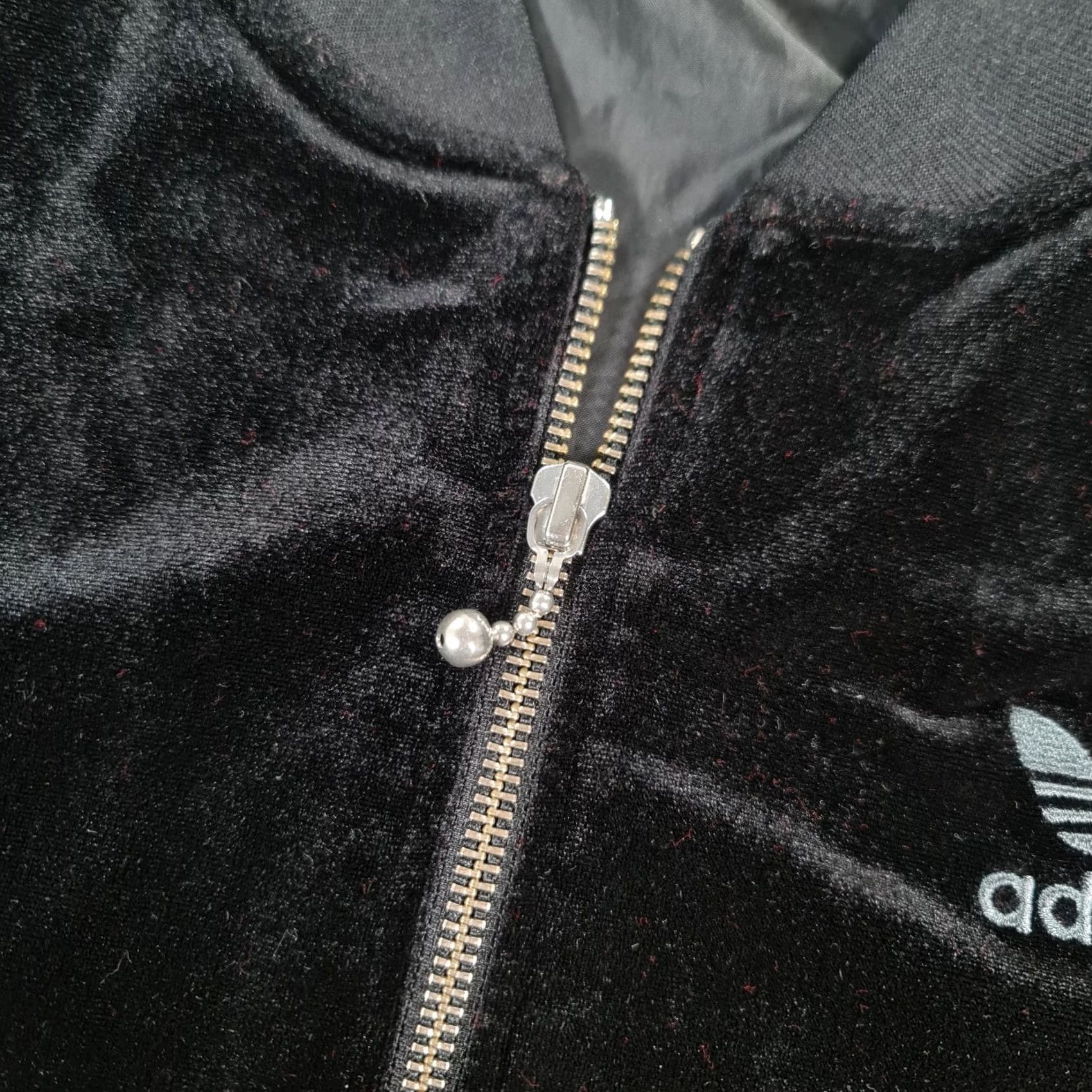 Adidas Adidas Womens Jacket Black Velvet Bomber Full Zip Trefoil 8 UK CG1703 Size M / US 6-8 / IT 42-44 - 4 Thumbnail