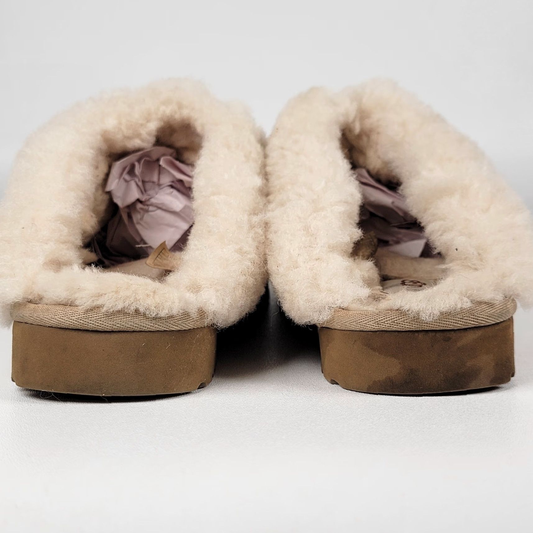 Ugg UGG Disquette Slipper Women 8 US 39 EU Sand Fur Trim Cushioned Lined Suede Platform Winter Size ONE SIZE - 6 Thumbnail