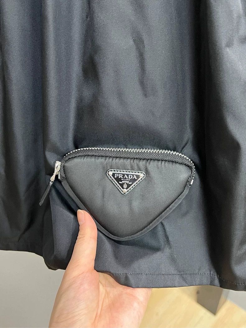 Prada Prada Black Nylon Triangle Logo Skirt -2505 Size US 38 / EU 54 - 3 Thumbnail