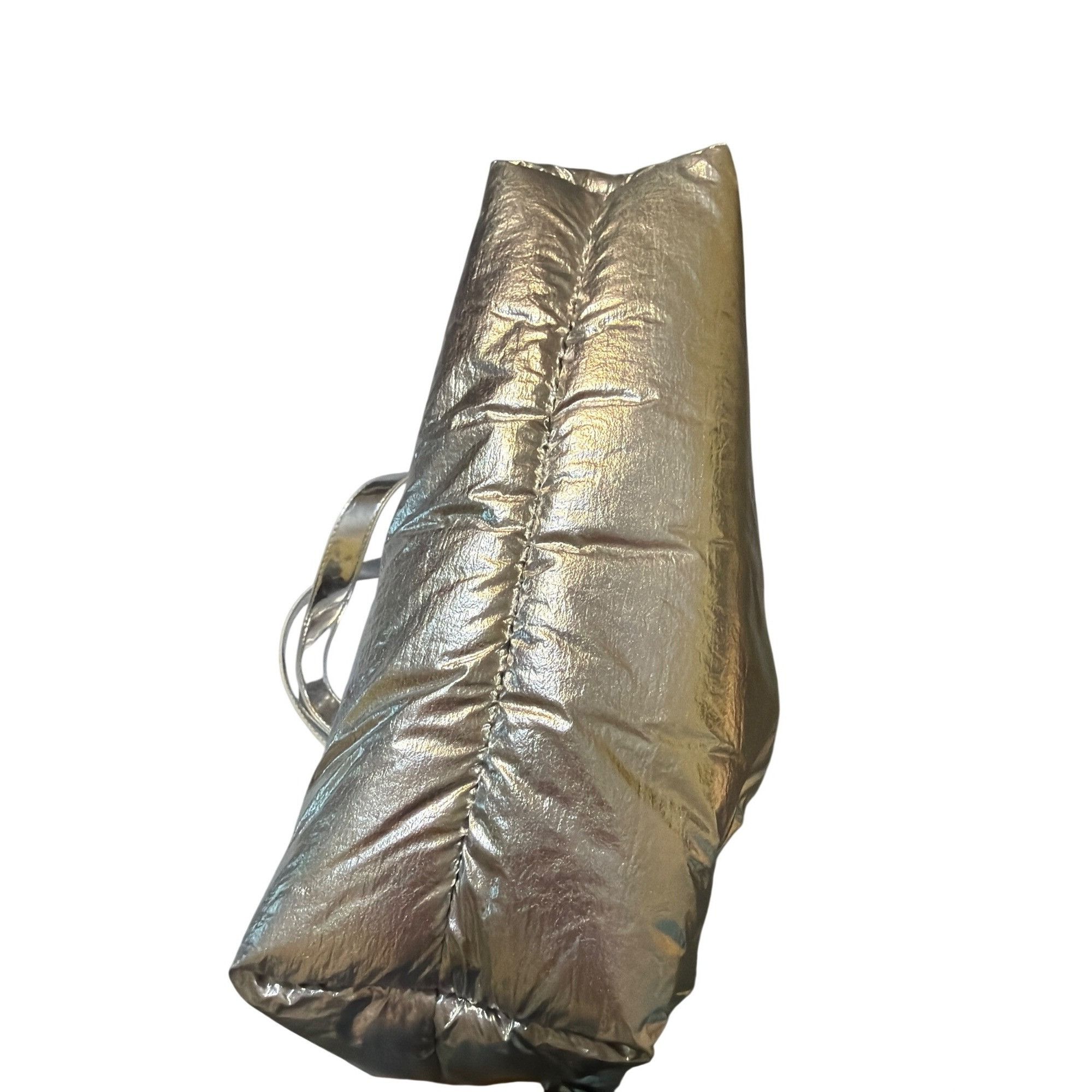 Other Clinique Silver Metallic Puffer Style Tote Green Interior Sn Size ONE SIZE - 4 Thumbnail