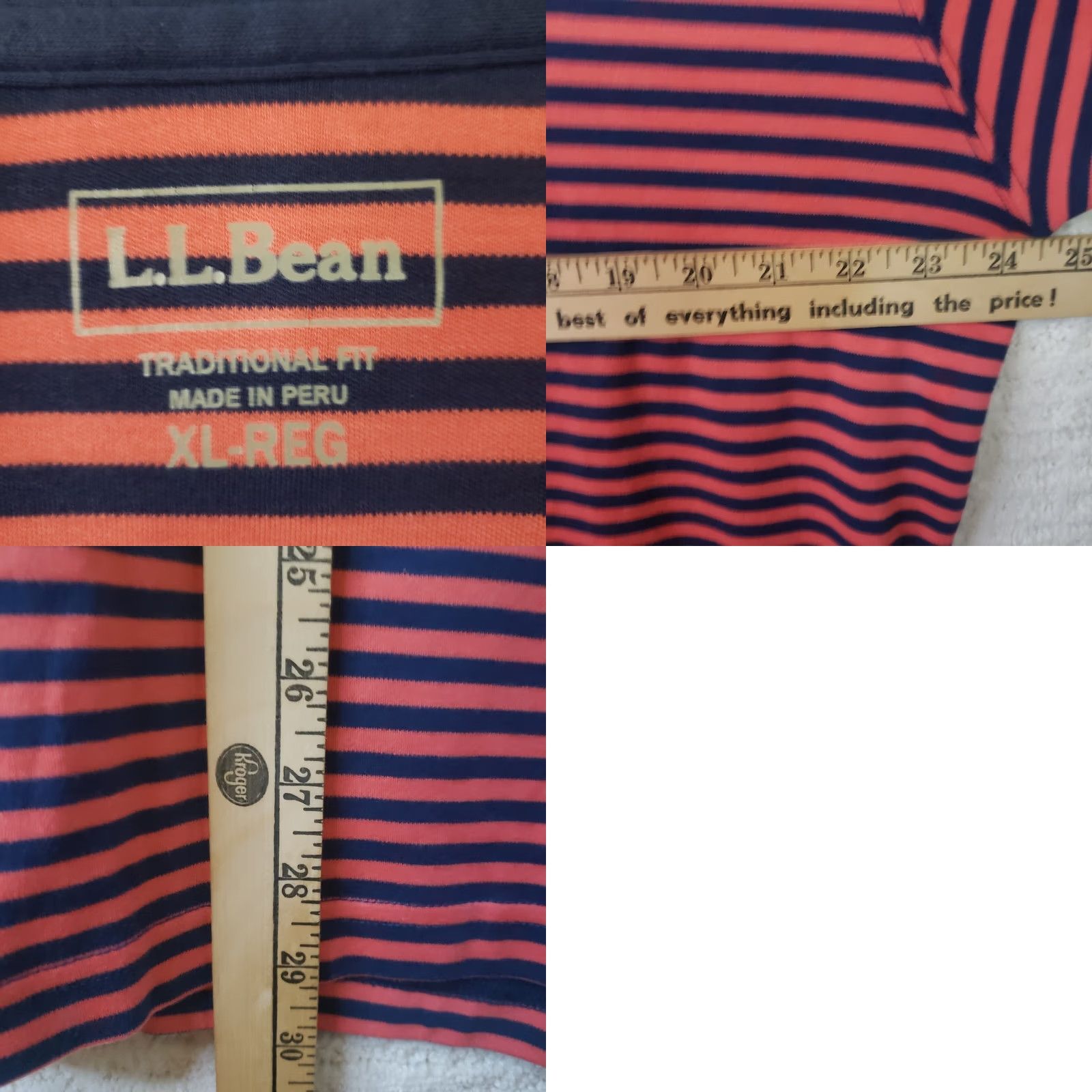 Vintage LL Bean Polo Shirt Men XL Regular Orange Navy Striped Short Sleeve Casual Polo Size US L / EU 52-54 / 3 - 8 Thumbnail
