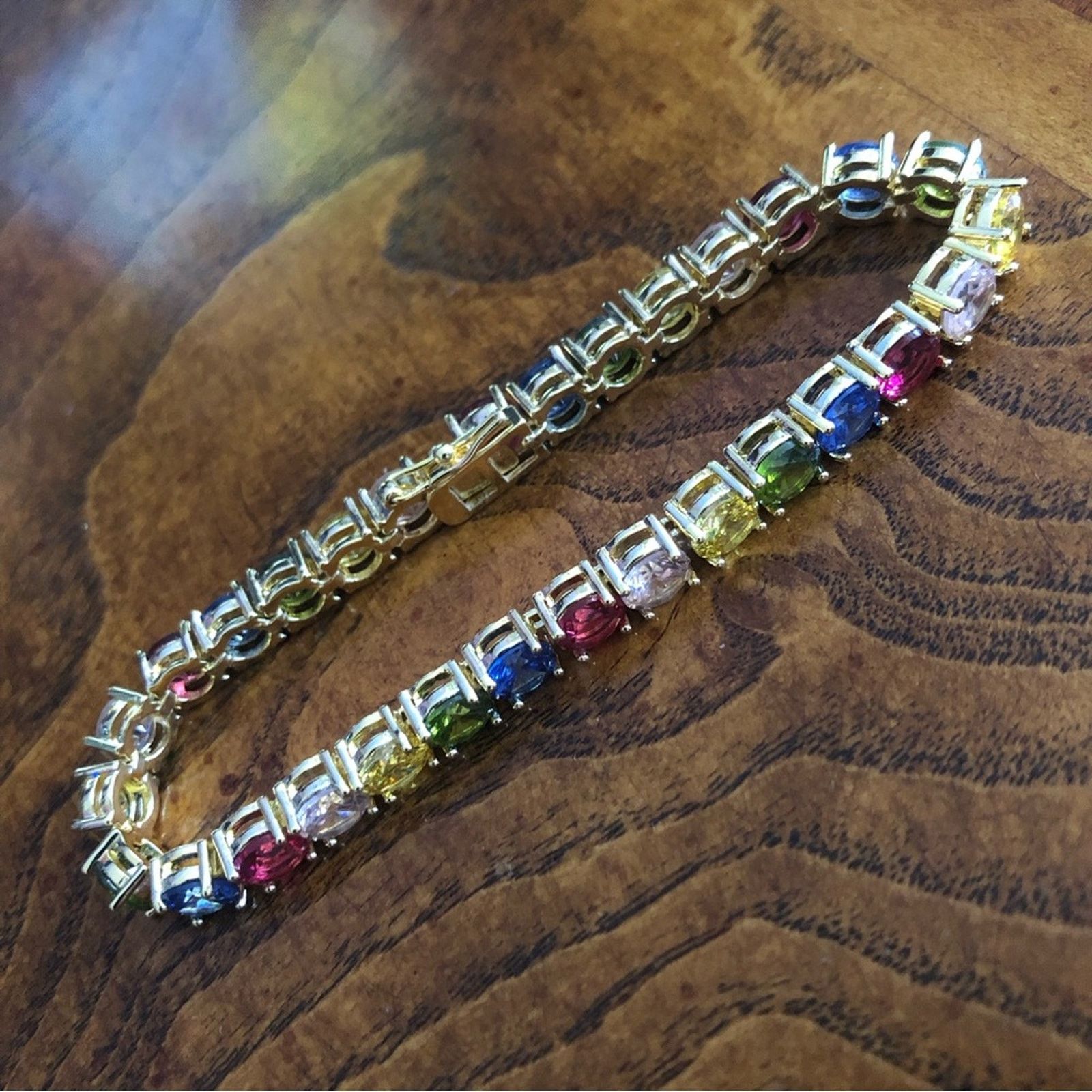 Jewelry Ladies 18kt gold plated 6mm cubic zirconia tennis bracelet Size ONE SIZE - 9 Thumbnail