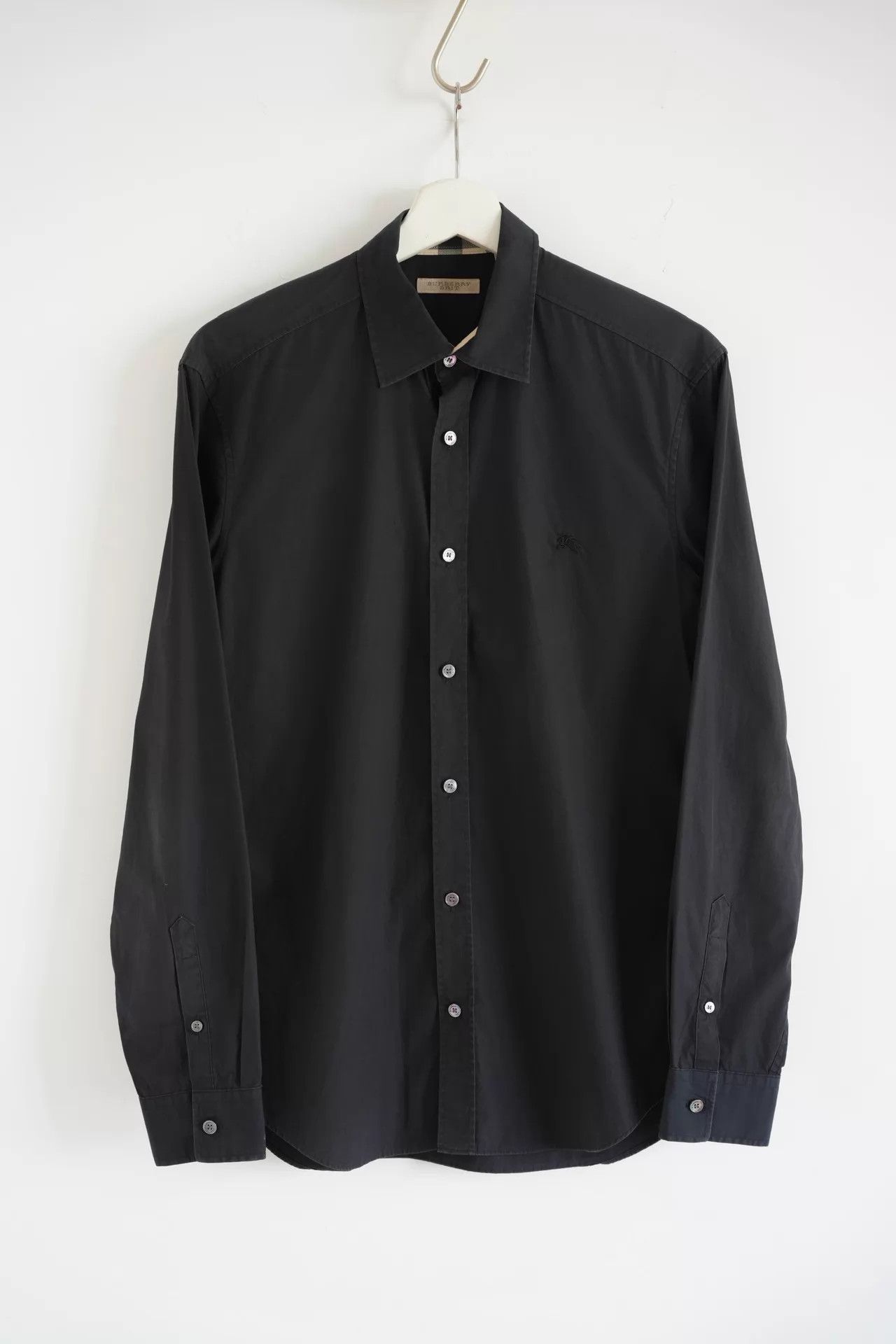 Burberry Burberry Check Paneled Black Cotton Logo Shirt M Size US M / EU 48-50 / 2 - 1 Thumbnail