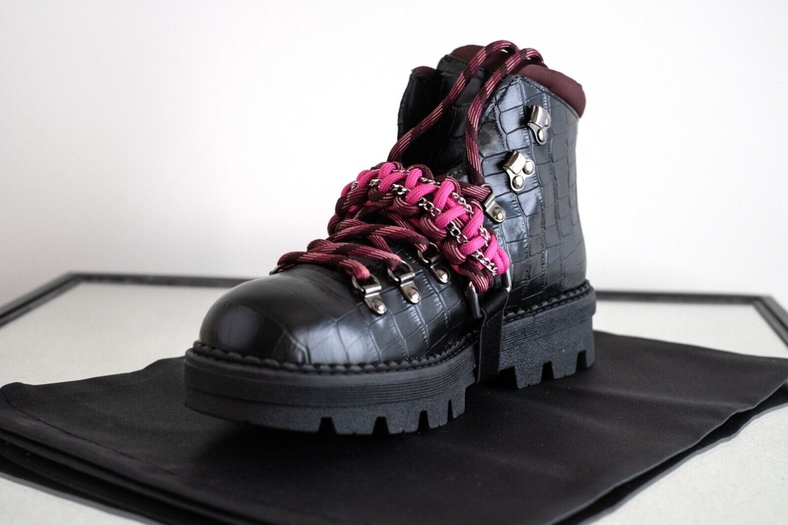 Pinko PINKO Zenzero Black Fuchsia Combat Boot Women New Size 38/8 Size US 8 / IT 38 - 13 Thumbnail