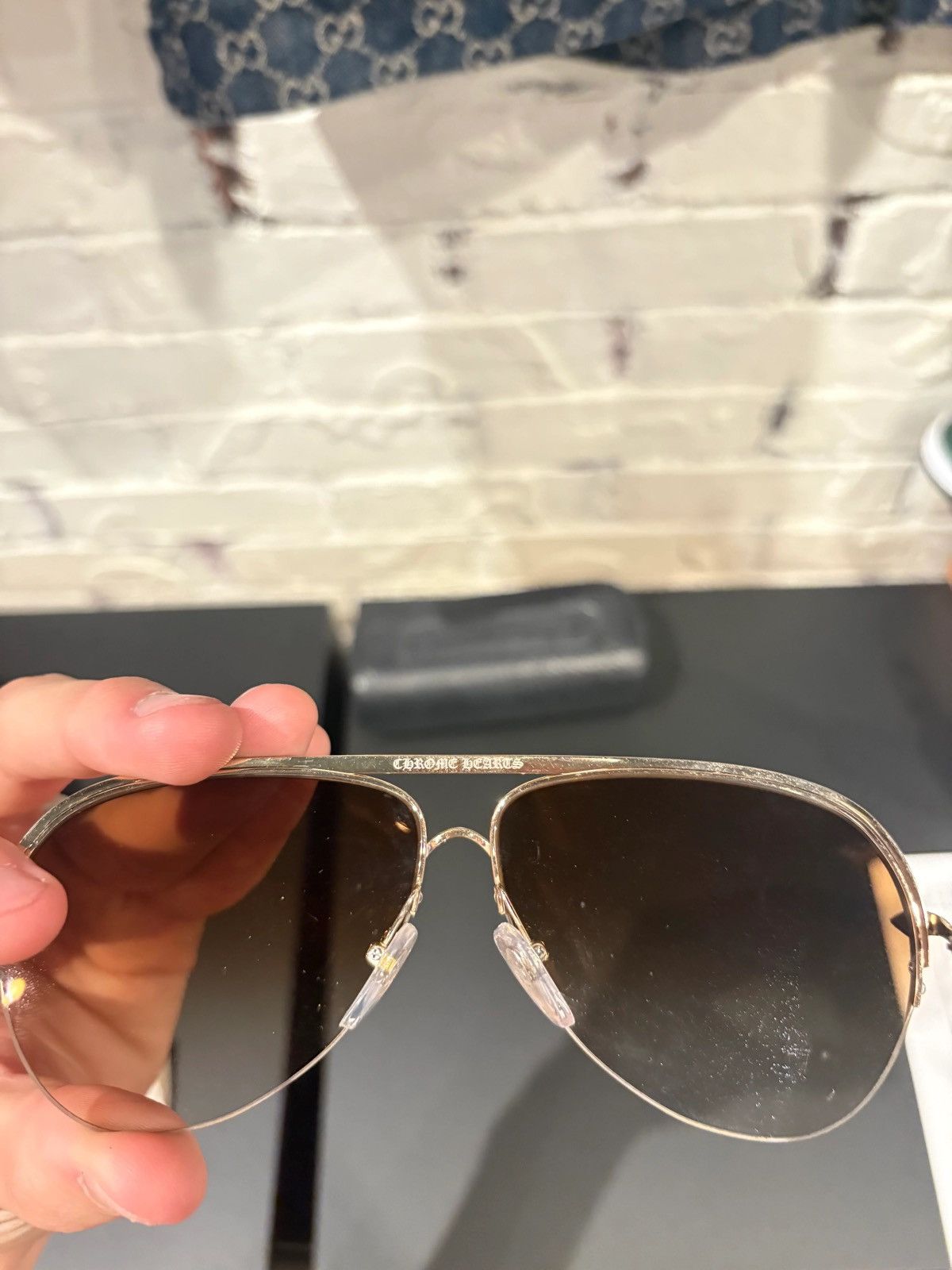 Chrome Hearts Chrome Hearts Gold Aviator Sunglasses Size ONE SIZE - 3 Thumbnail