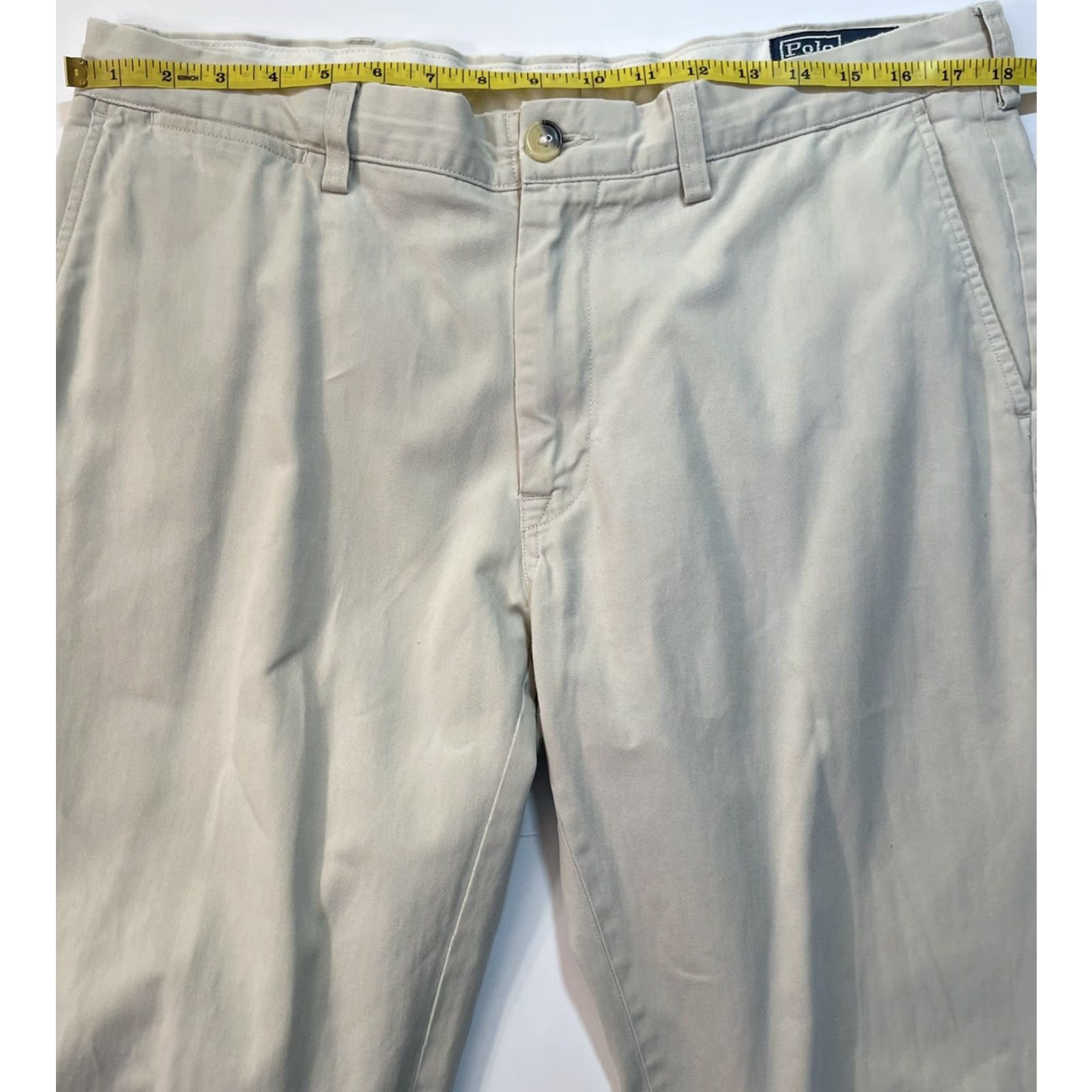 Polo Ralph Lauren VINTAGE Polo Ralph Lauren Pants Men 36 x 30 Chino Beige 90s Straight Flat Front Regular Comfort Logo Pants Size US M / EU 48-50 / 2 - 7 Thumbnail