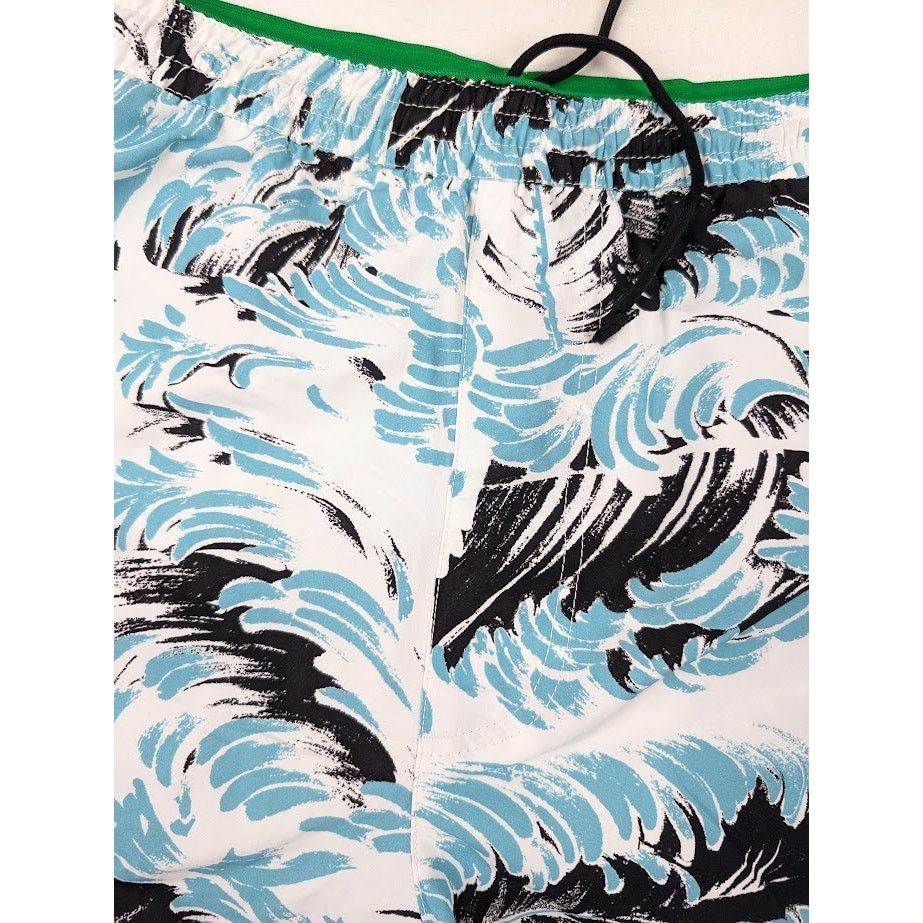 Bottega Veneta o1rshd1 Nylon Printed Feathers Swim Long Boxer in Black/Turq Size US 34 / EU 50 - 7 Thumbnail