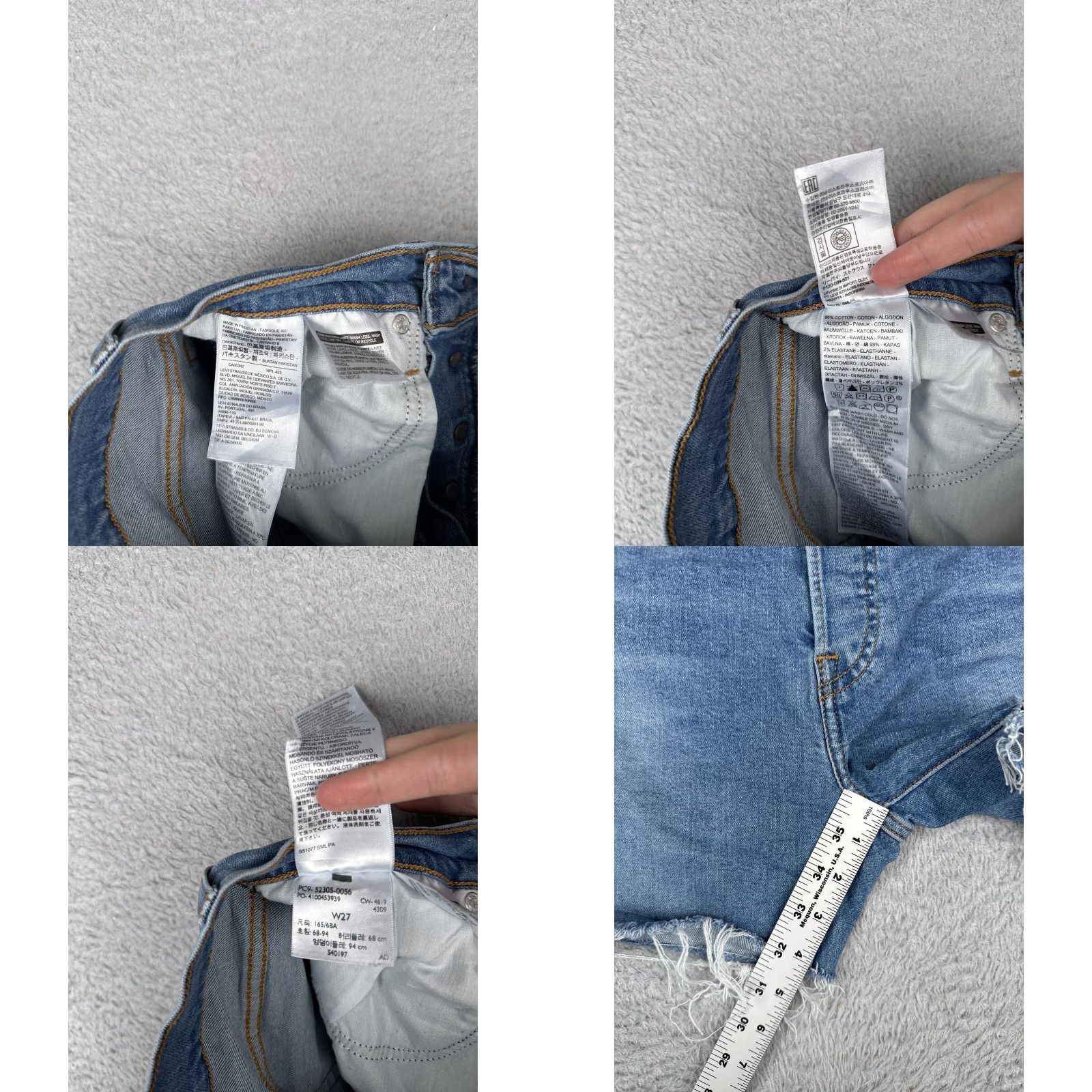 Levi's VINTAGE Levis Wedgie Shorts Women 27x4 Blue Denim High Rise Cutoff Distressed Frayed Hem Jeans Shorts Women Size 27" / US 4 / IT 40 - 8 Thumbnail