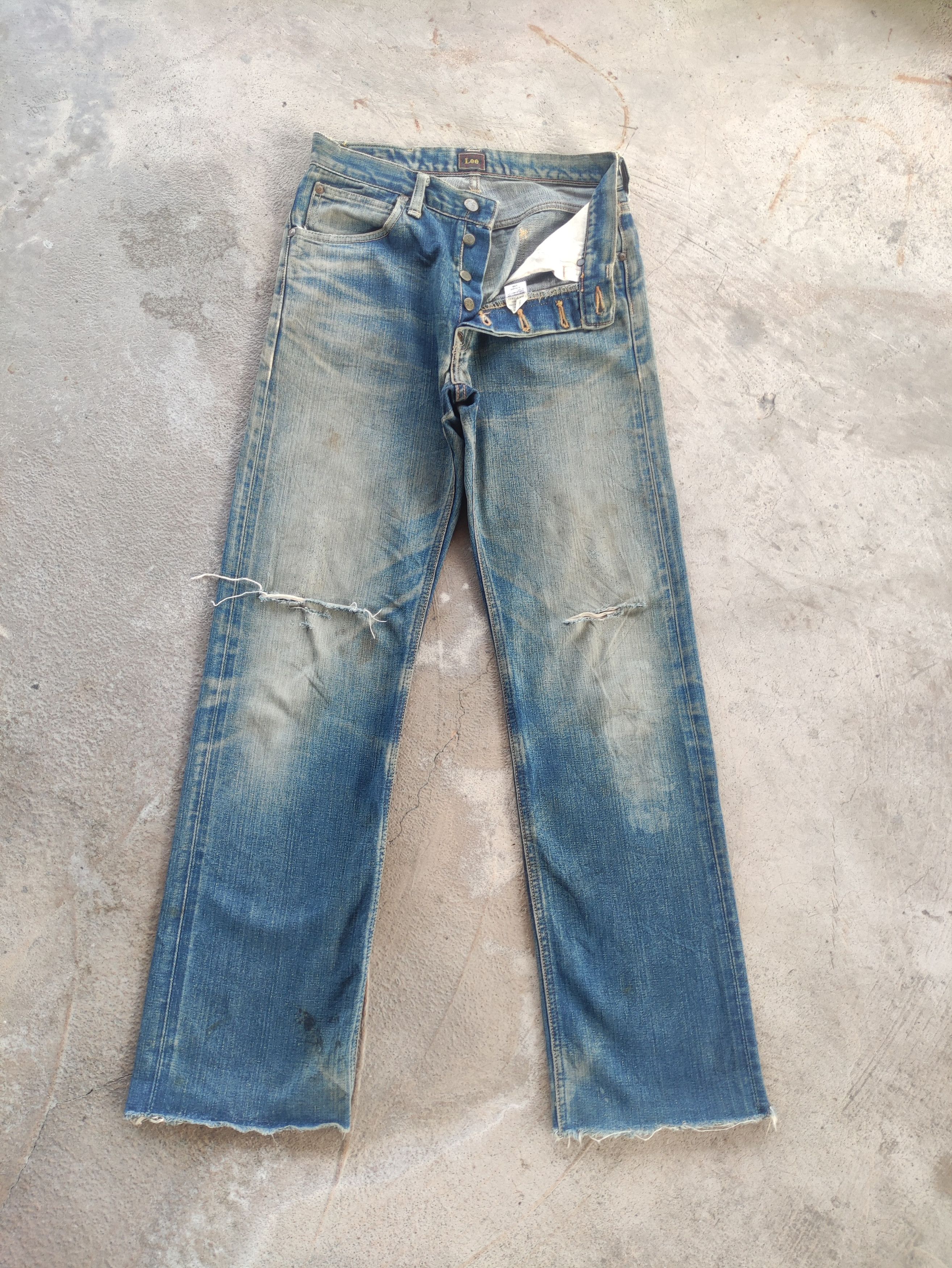 Lee Vintage Lee Button Jean Distressed Faded Denim Pants Size US 30 / EU 46 - 1 Thumbnail