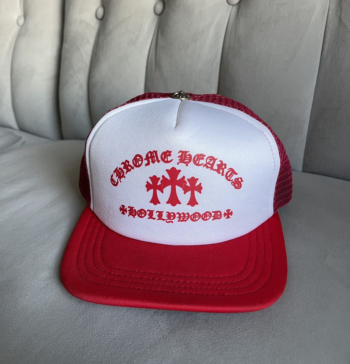 Chrome Hearts Chrome Hearts Hollywood Cross "King Taco" Red Trucker Hat Size ONE SIZE - 1 Thumbnail