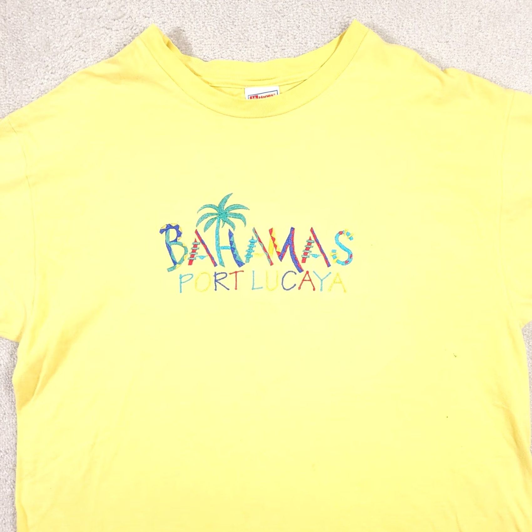 Hanes VINTAGE Hanes Beefy-T Bahamas Embroidered T-Shirt XL Yellow S/S USA Made Mens 90s Beach Tee Size US XL / EU 56 / 4 - 3 Thumbnail