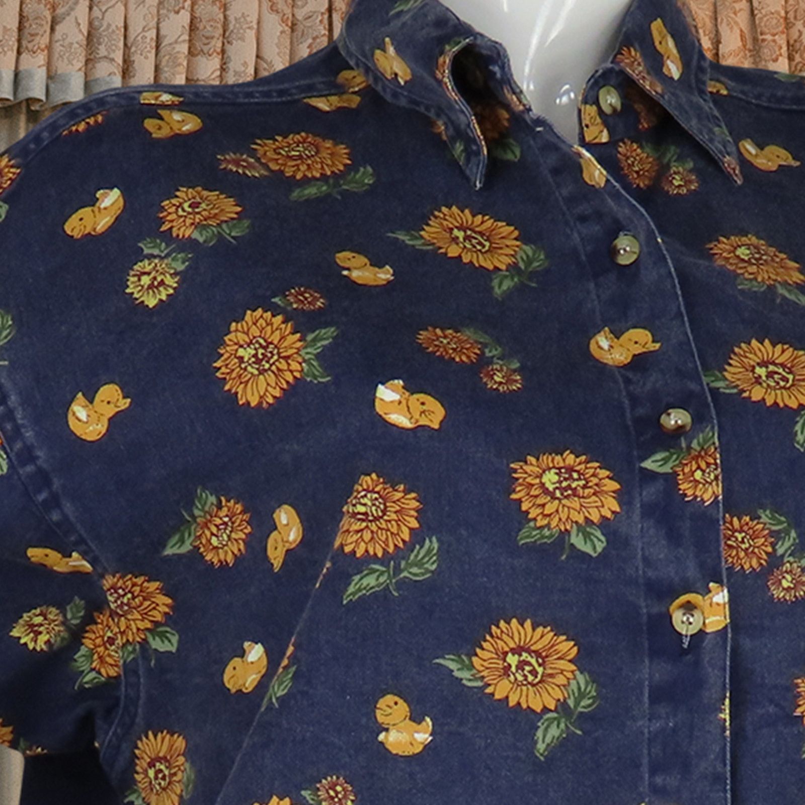 Other 90s Vintage Sunflower Duck Print Denim Shirt L Size L / US 10 / IT 46 - 9 Thumbnail