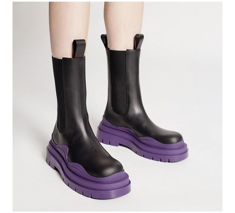 Bottega Veneta o1n1vont1124 Tire Chelsea Boots in Black/Purple Size US 9.5 / IT 39.5 - 5 Thumbnail