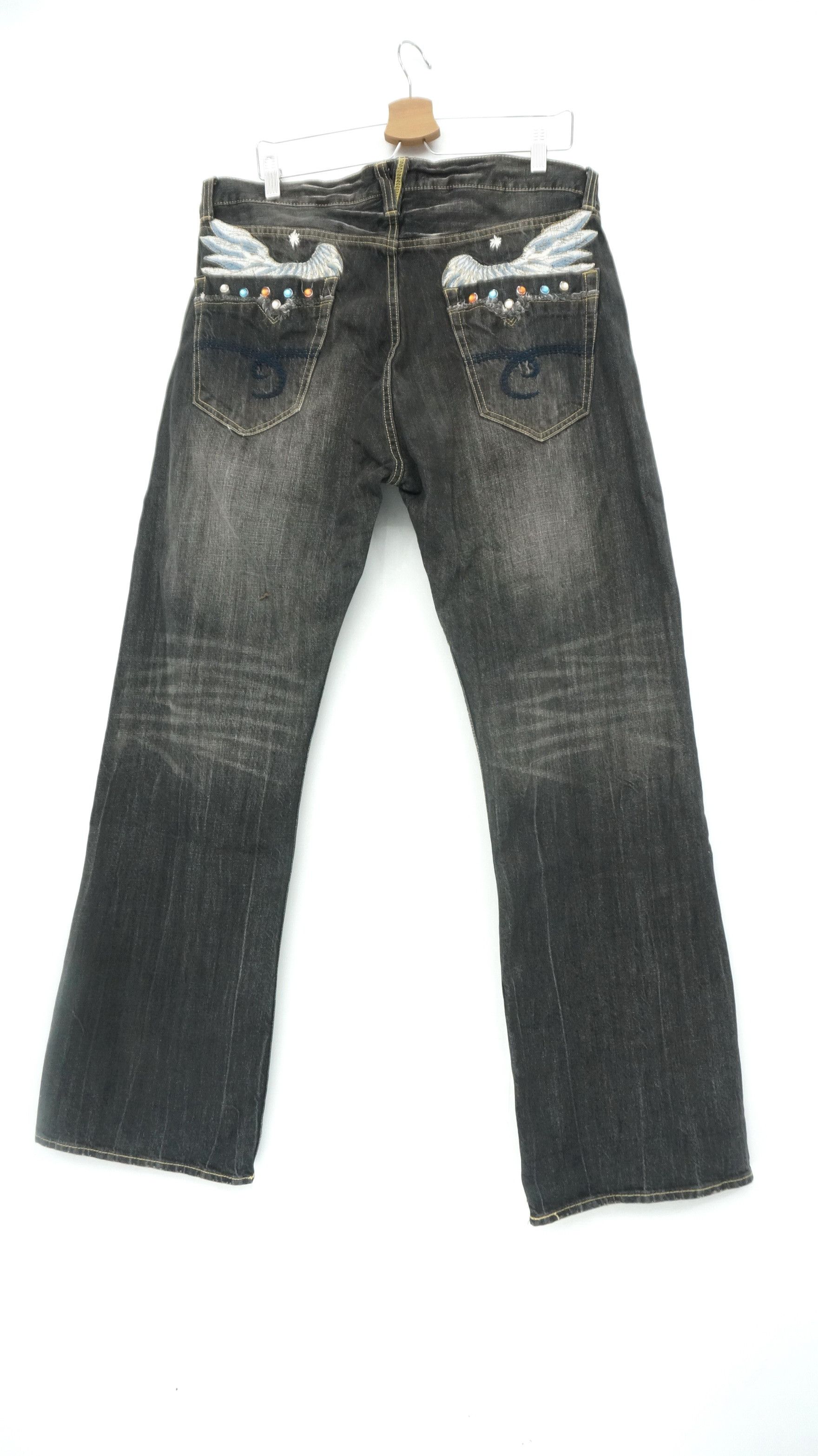 Japanese Brand 🔴 Vtg Japanese Brand Embroidery Wings Distressed Jeans Size US 36 / EU 52 - 4 Thumbnail