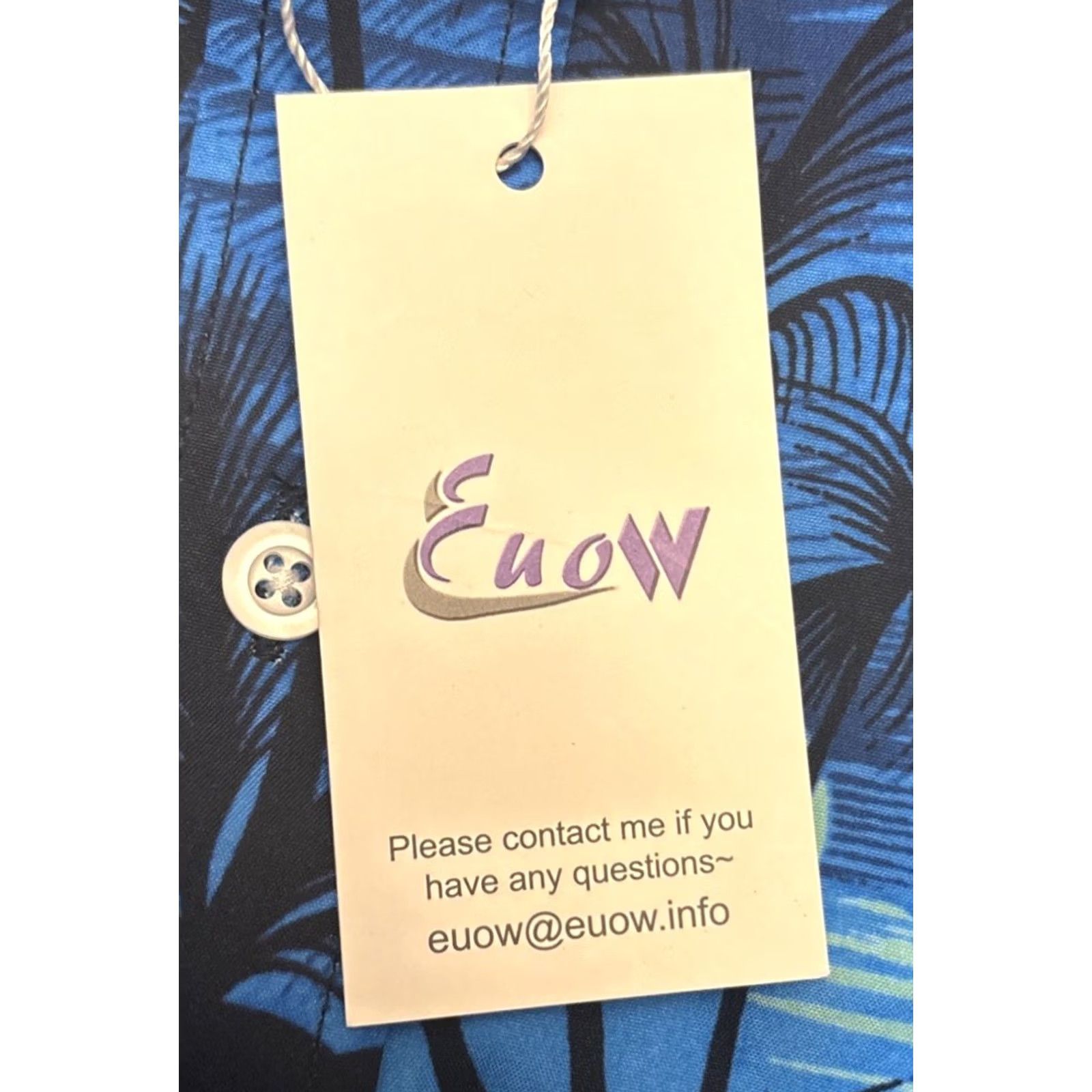 Vintage EUOW Shirt XL Mens Button-Up Hawaiian Vacation/NWT Blue Short Sleeve Graphic Print Size US XL / EU 56 / 4 - 4 Thumbnail