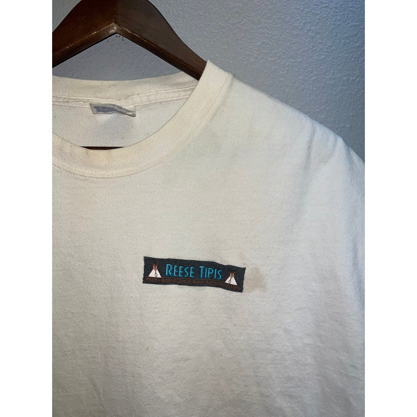 Hanes Vintage Native American Shirt Reese Tipis Teepee Stained Tee Size US XL / EU 56 / 4 - 3 Thumbnail