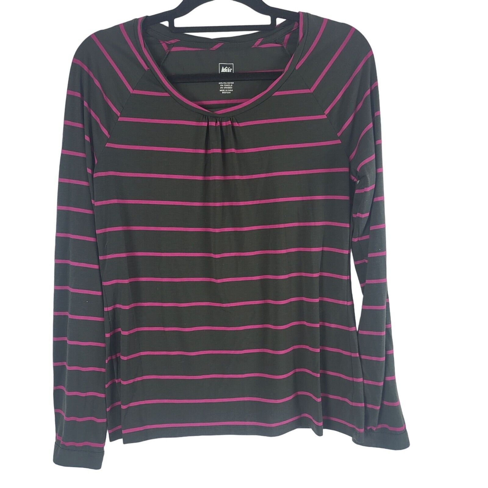 Rei REI Top M Womens Long Roll Tab Sleeve Brown Pink Striped Size M / US 6-8 / IT 42-44 - 1 Thumbnail