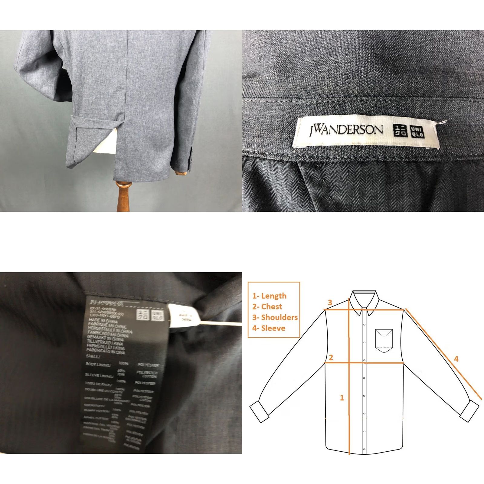 Vintage J.W. Anderson Blazer Polyester Gray Men Size L Size 42R - 8 Thumbnail
