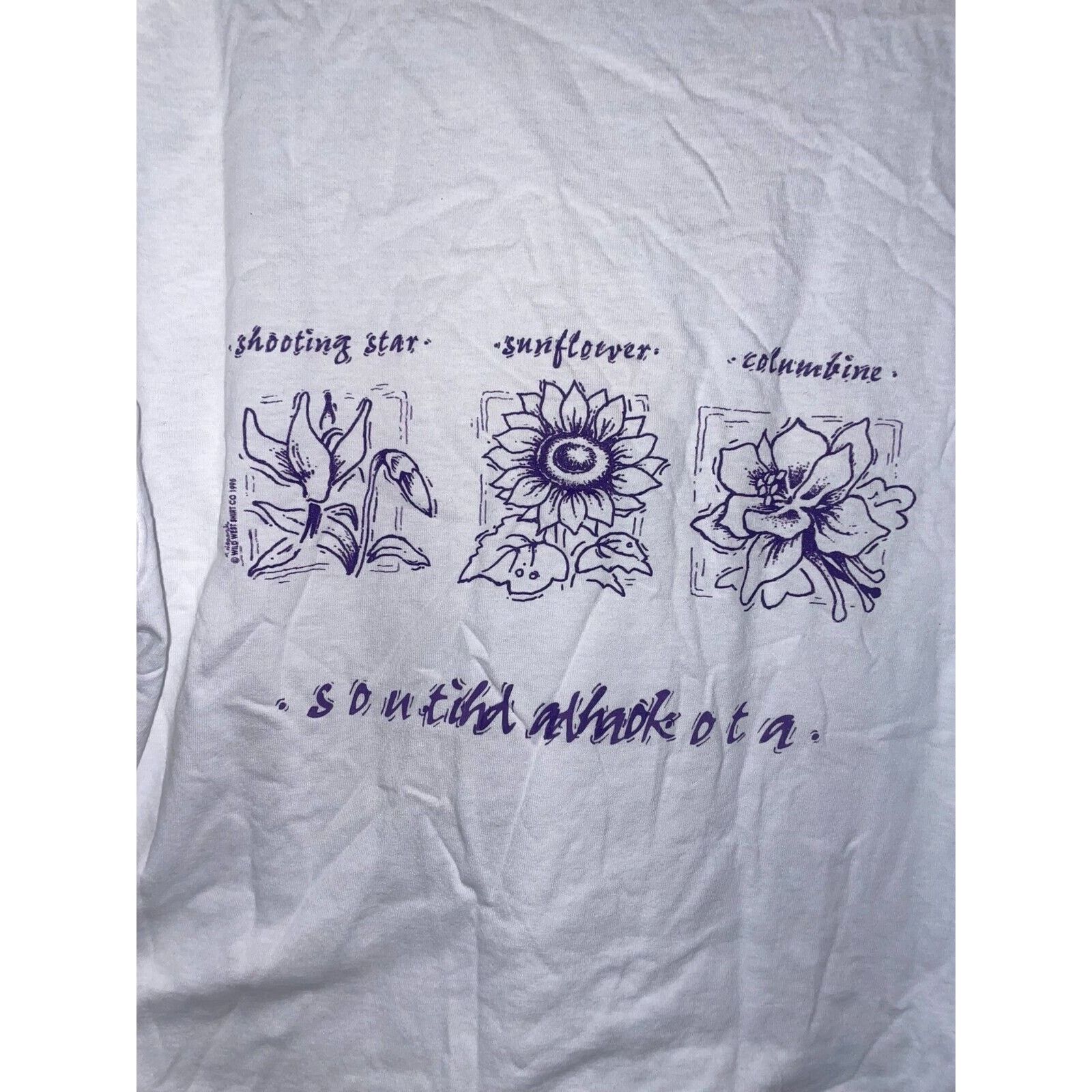 Jerzees Vintage Misprint Shirt South Dakota Flowers White Test Print Size US M / EU 48-50 / 2 - 9 Thumbnail