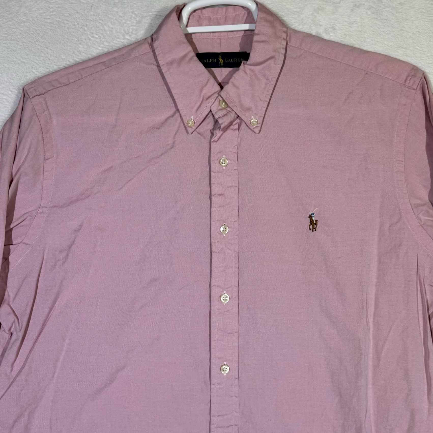 Ralph Lauren Ralph Lauren Shirt Mens 17 Pink Long Sleeve Button Down Dress Oxford Classic Shirt Men Pink 100% Cotton Size 46R - 5 Thumbnail