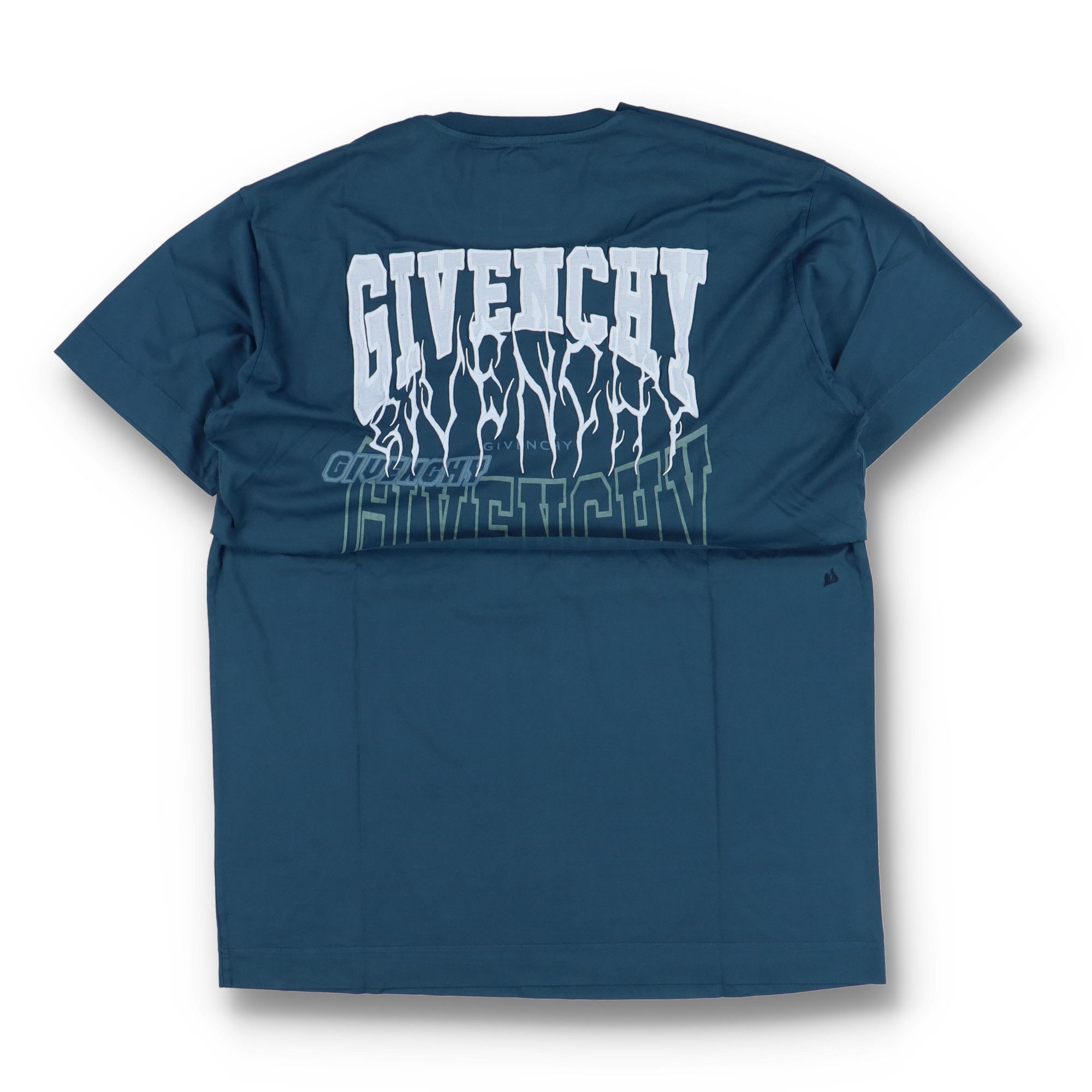 Givenchy Blue Layered Embroidered Multi Logo T-Shirt Size US L / EU 52-54 / 3 - 8 Thumbnail