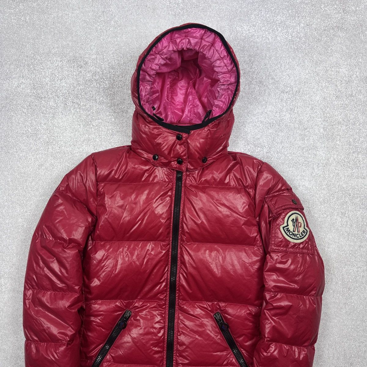 Moncler Women`s Moncler Badia Red Puffer Hooded Jacket Size 1 / S Size S / US 4 / IT 40 - 5 Thumbnail