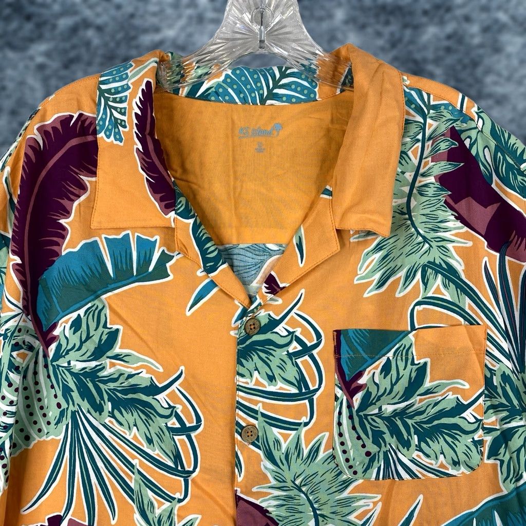 Vintage KS Island Shirt Mens 2XL Orange Hawaiian Floral Short Sleeve Button Up Collared Casual Size US XXL / EU 58 / 5 - 1 Thumbnail