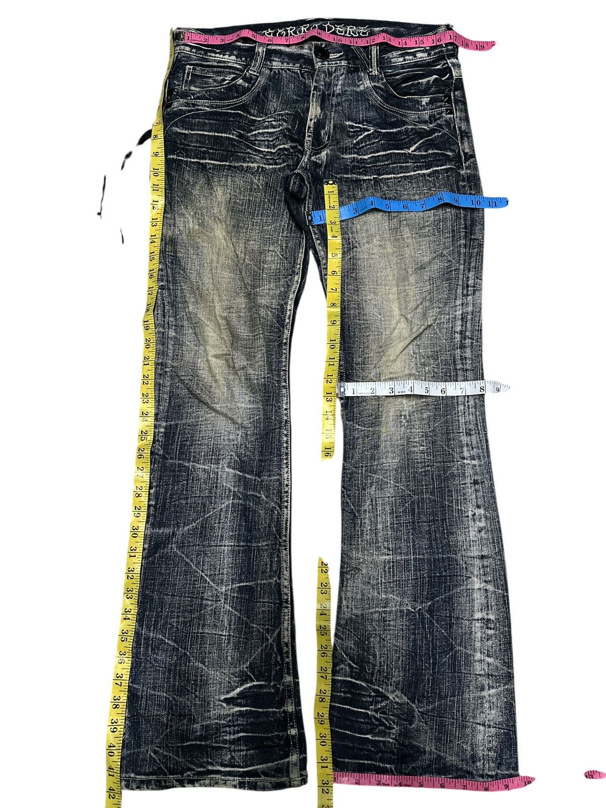 Japanese Brand 2000s Sorridere Mudwax Flare Distress 🎌💥 Size US 34 / EU 50 - 6 Thumbnail