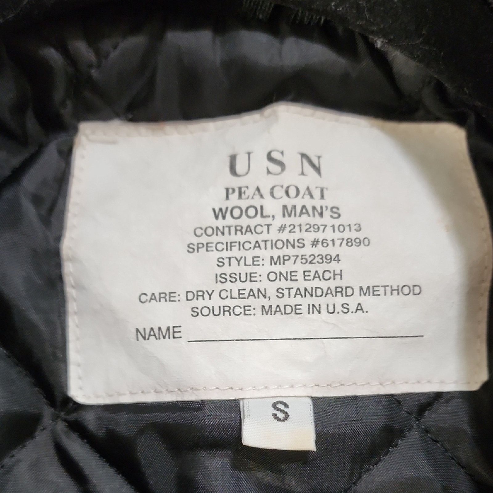 Other US NAVY Men's Black Peacoat Size US S / EU 44-46 / 1 - 2 Thumbnail