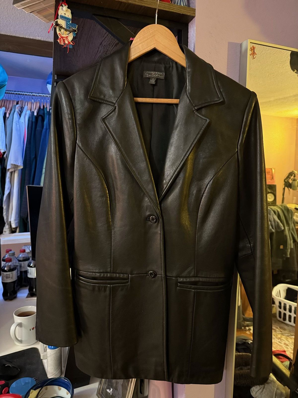 Other Classiques Entier Black Leather Jacket - Like New Size M / US 6-8 / IT 42-44 - 1 Thumbnail