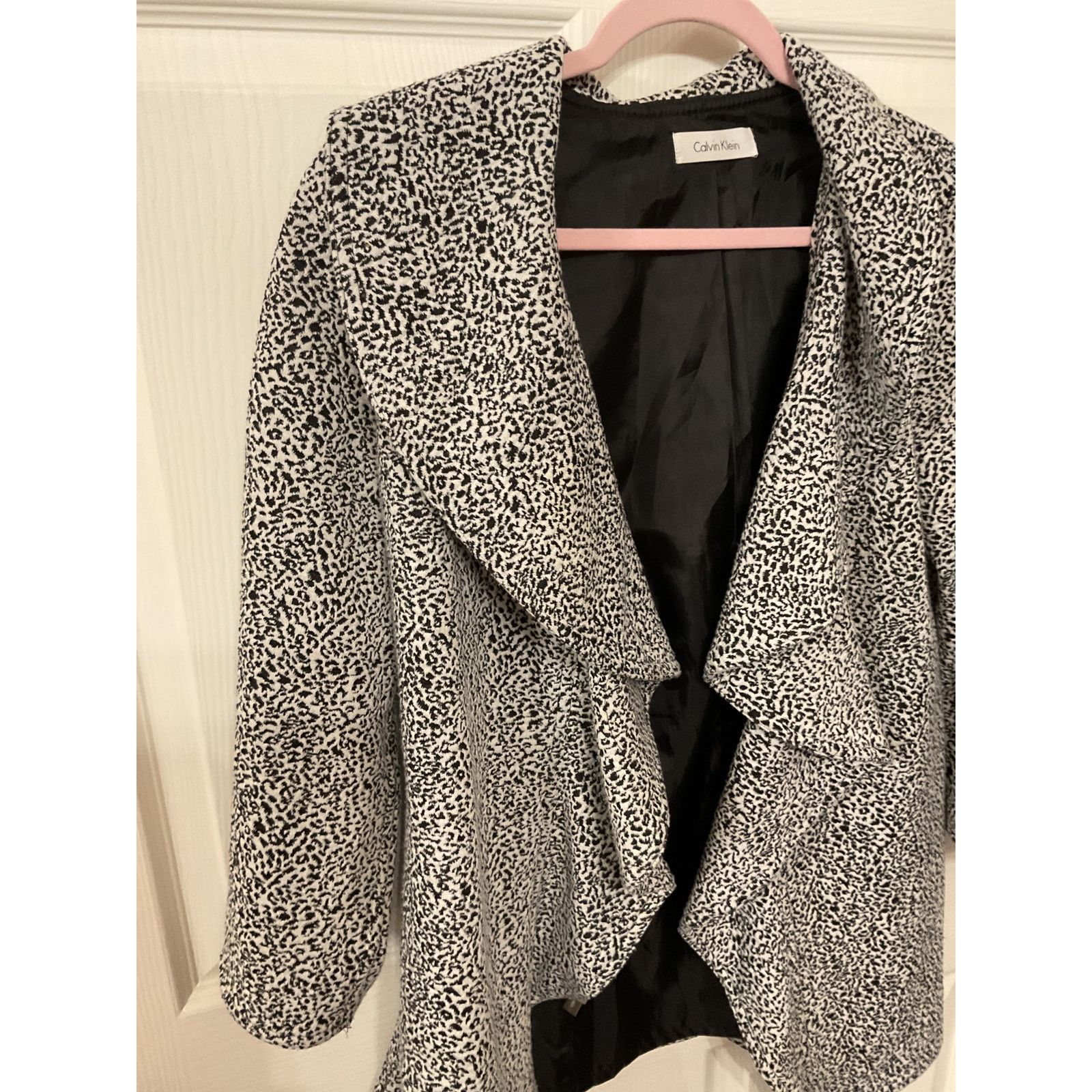 Calvin Klein Calvin Klein Open Front Waterfall Herringbone Ruffle Blazer Size L / US 10 / IT 46 - 4 Thumbnail