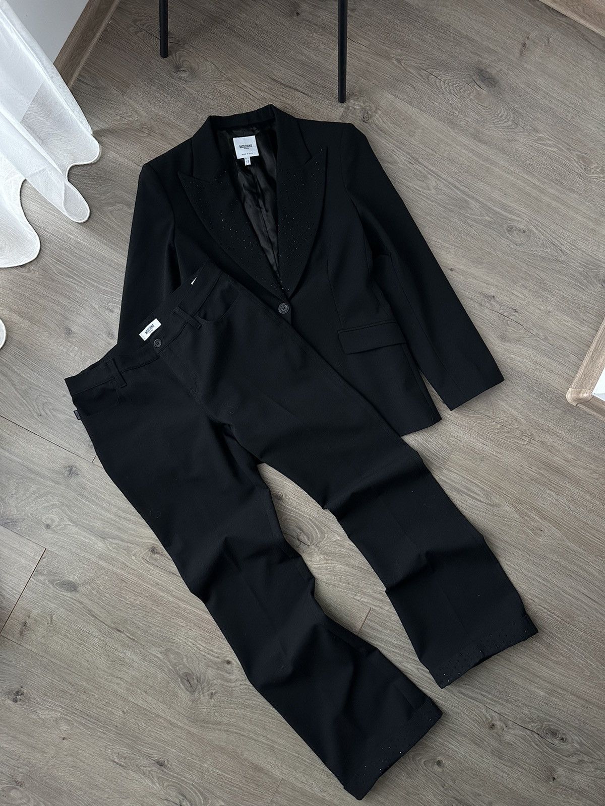 Vintage Moschino Jeans Blazer and Flared Pants Suit Black