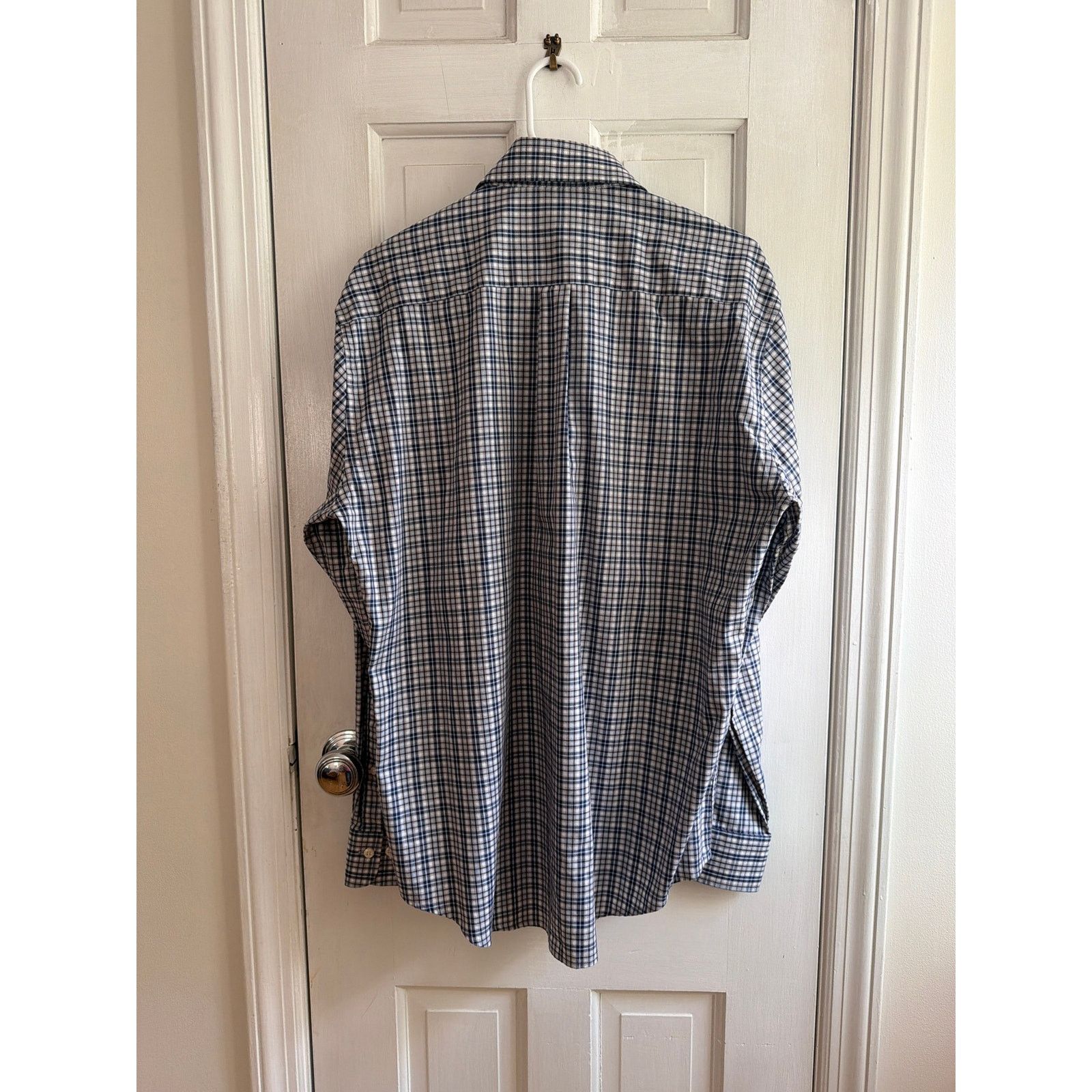 Peter Millar Peter Millar Men's Large Blue White Plaid Long Sleeve Size US L / EU 52-54 / 3 - 5 Thumbnail