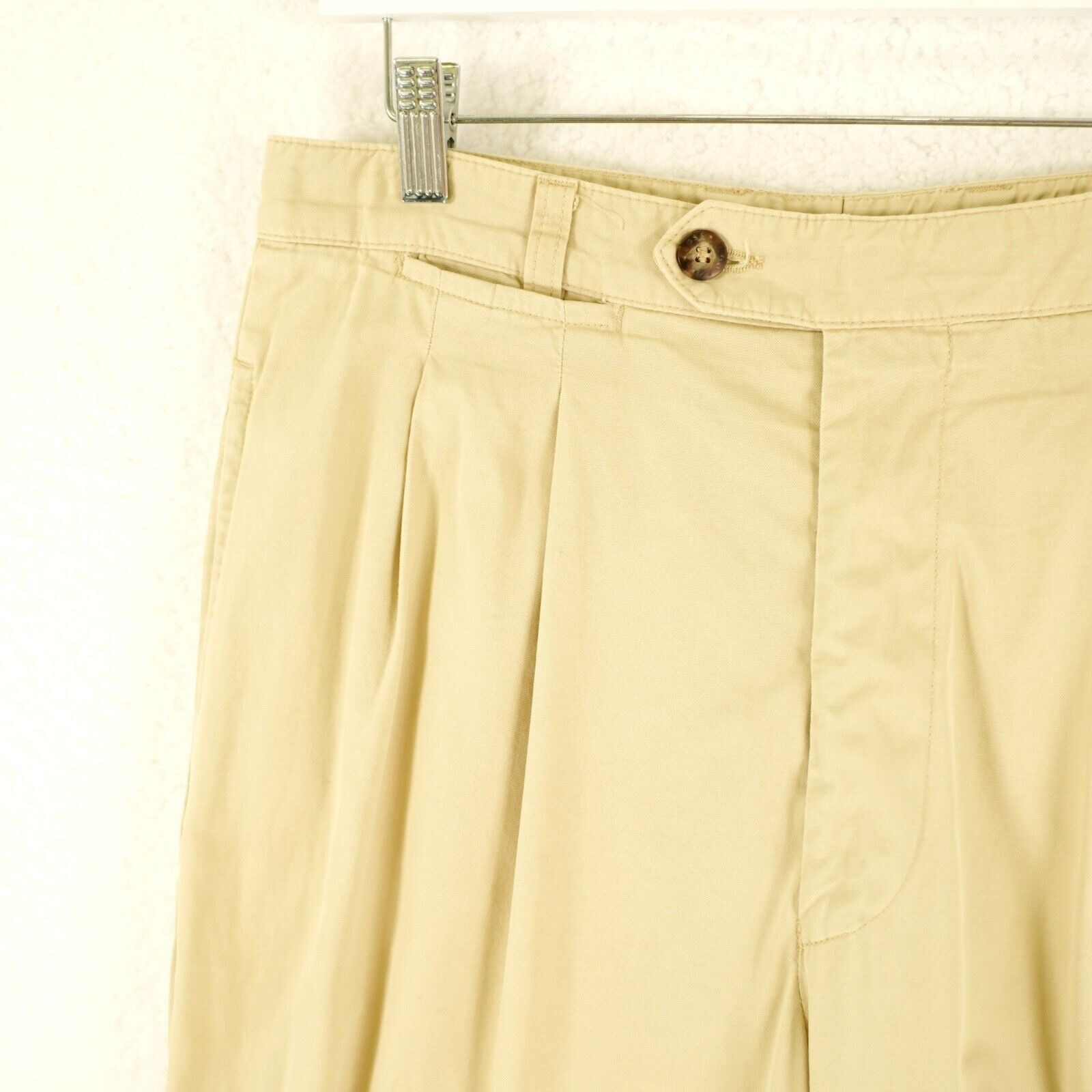 Hugo Boss Hugo Boss King Cream Yellow Pleated High Rise Cotton Chino P Size US 32 / EU 48 - 2 Thumbnail