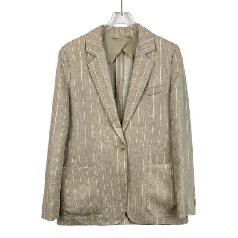 Max Mara Max Mara Beige Vertical Stripe Single Button Lapel Blazer Size XS / US 0-2 / IT 36-38 - 1 Thumbnail