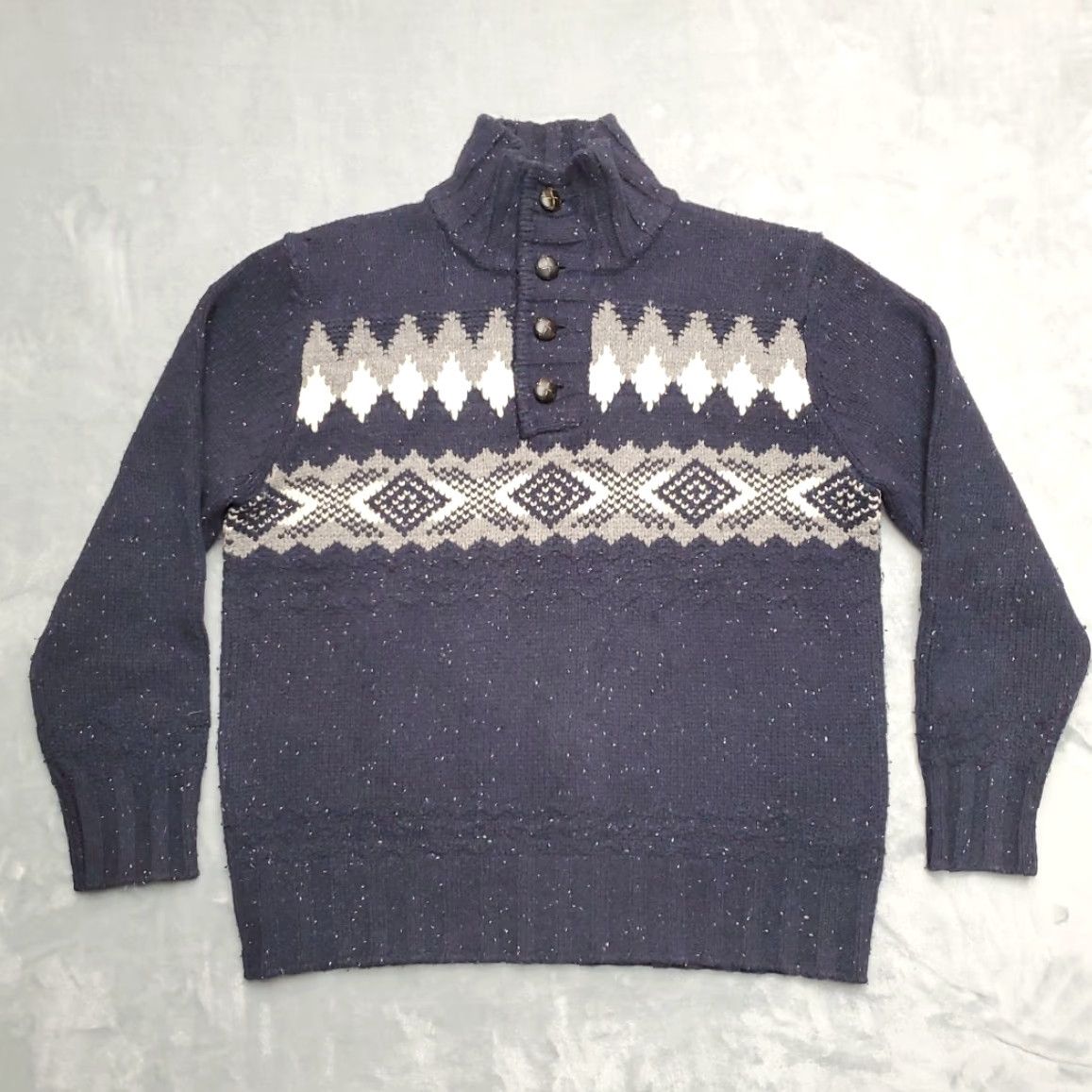 Eddie Bauer VINTAGE Eddie Bauer Sweater Mens L Blue 100% Lambs Wool Heritage Chunky Fair Isle Nordic Mens Size US L / EU 52-54 / 3 - 2 Thumbnail