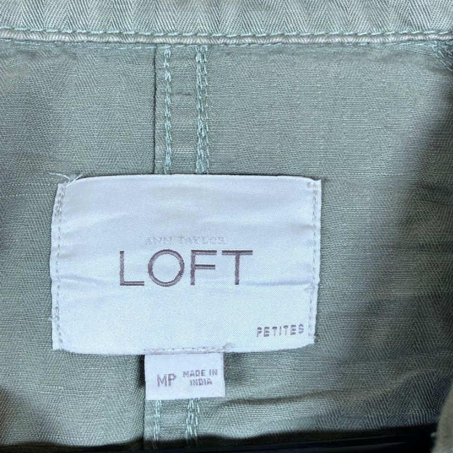 Loft VINTAGE Loft Womens Jacket Green Button Up Blazer Cropped Long Sleeve Linen Blend MP Size M / US 6-8 / IT 42-44 - 6 Thumbnail