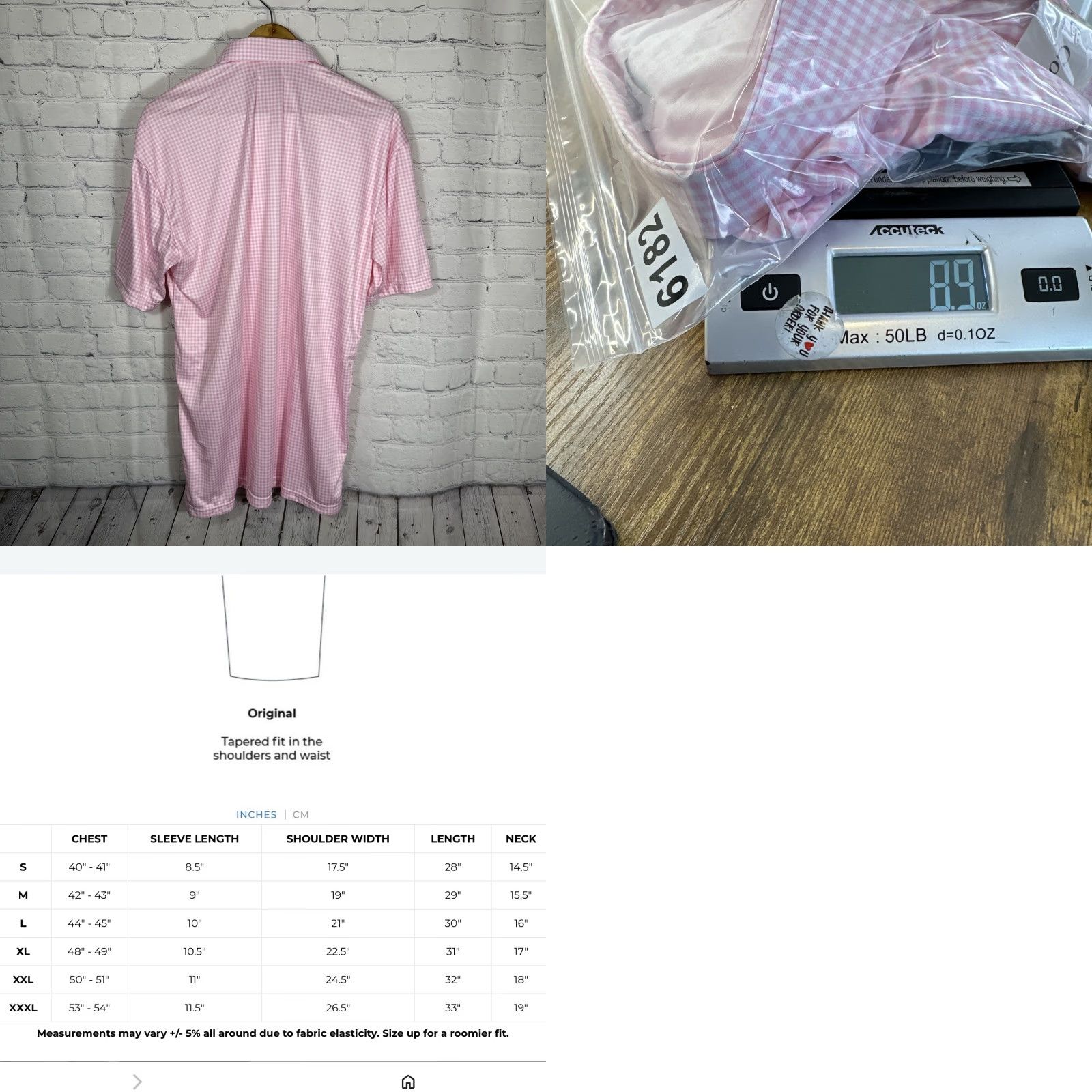 CO Collars & Co Dress Collar Polo Shirt L Pink Gingham Semi Spread Short Sleeve Button Closure Men Golf Polo Carded Regular Fit Size 42R - 8 Thumbnail