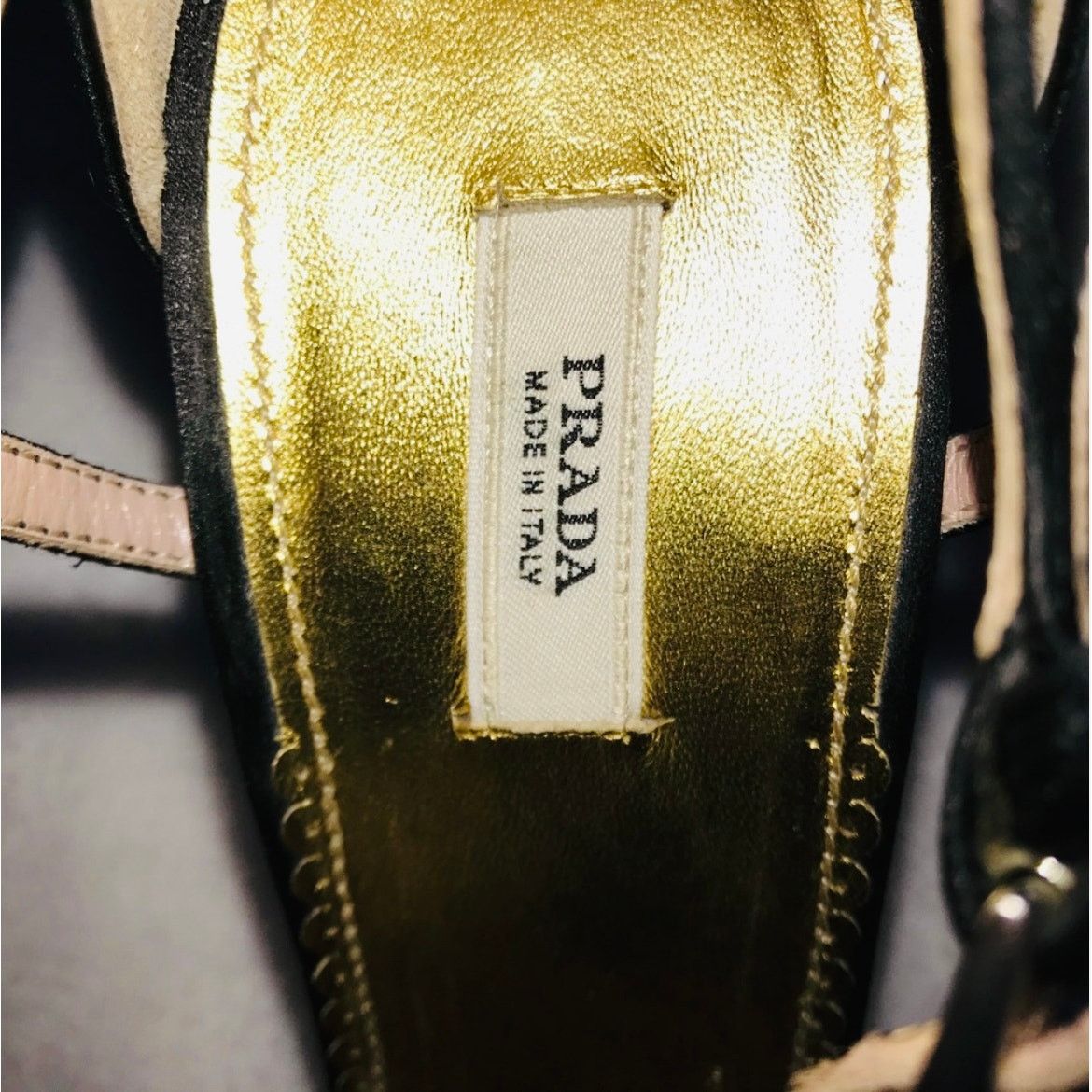 Prada Prada Sandals black satin gold python heels 40.5 10.5 Size US 10.5 / IT 40.5 - 5 Thumbnail