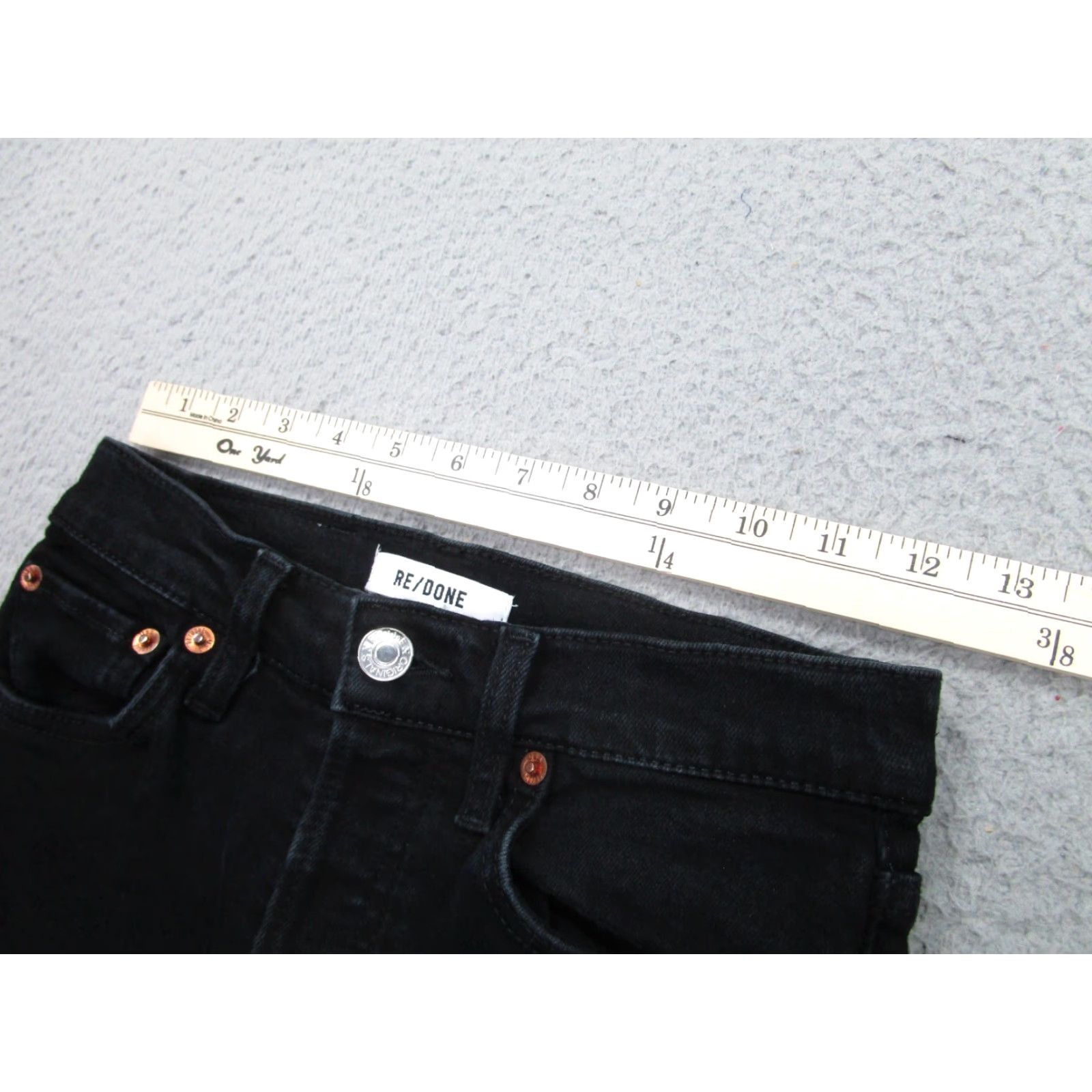 RE/DONE VINTAGE Re/Done Womens High Waisted Black Ankle Jeans 25 Distressed 70s Cotton Blend Size 42" / US 20 - 4 Thumbnail