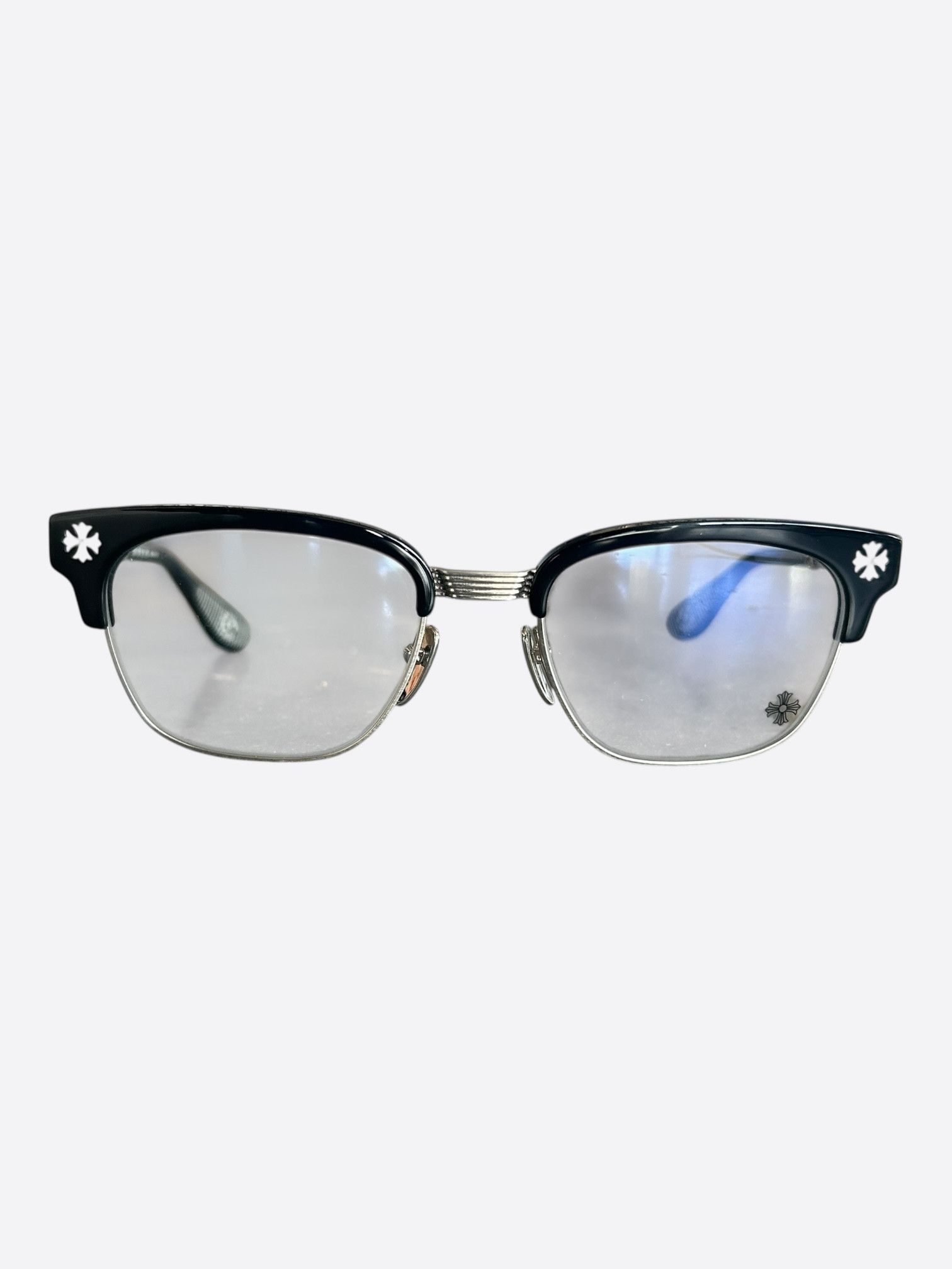 Chrome Hearts Chrome Hearts Black & Silver Bonennoisseur II Glasses Size ONE SIZE - 1 Thumbnail