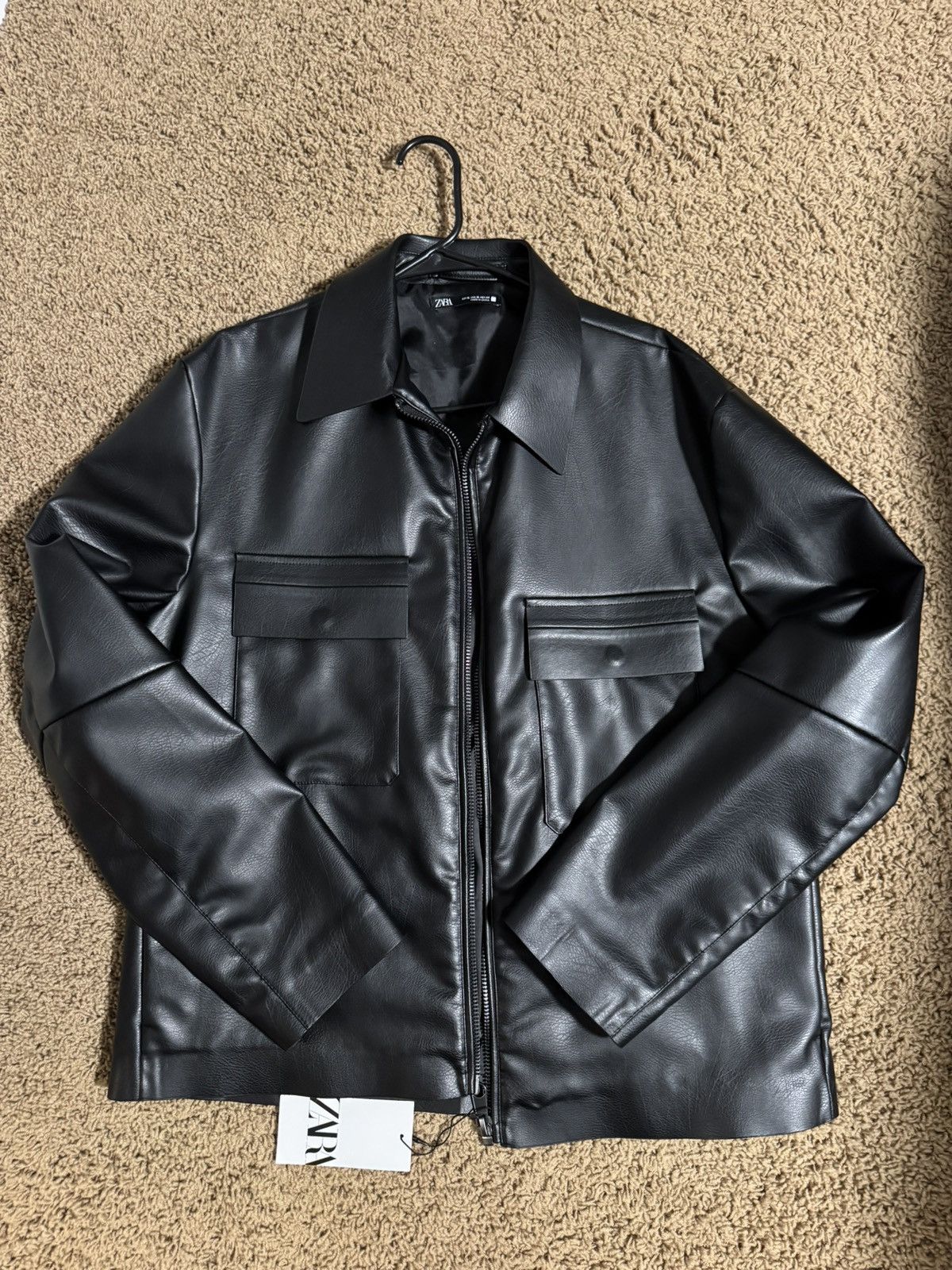 Zara Black Leather Jacket Zara XL Size US XL / EU 56 / 4 - 1 Thumbnail
