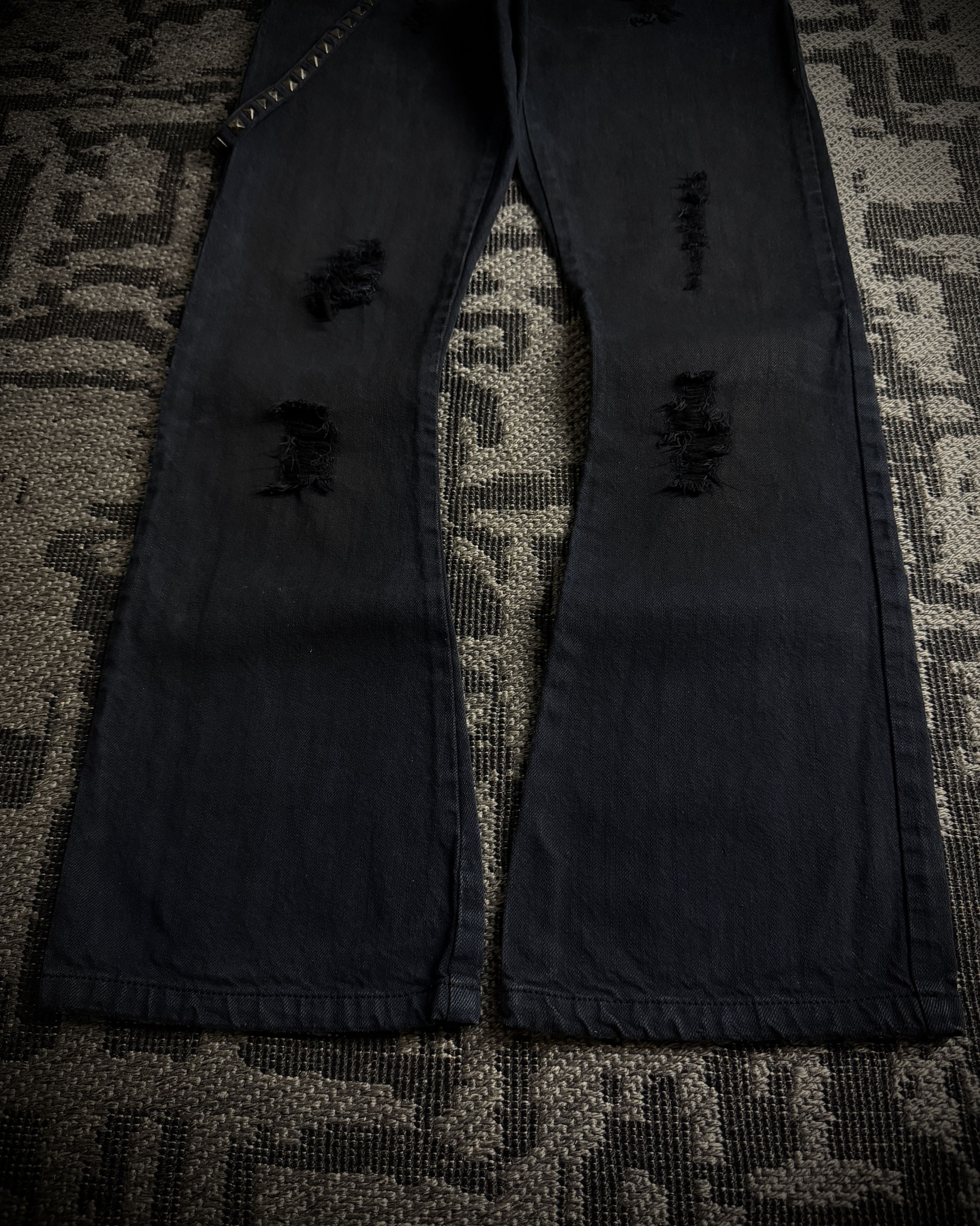 In The Attic In The Attic Rock Studded Strap Distressed Flare Denim Size US 31 - 5 Thumbnail