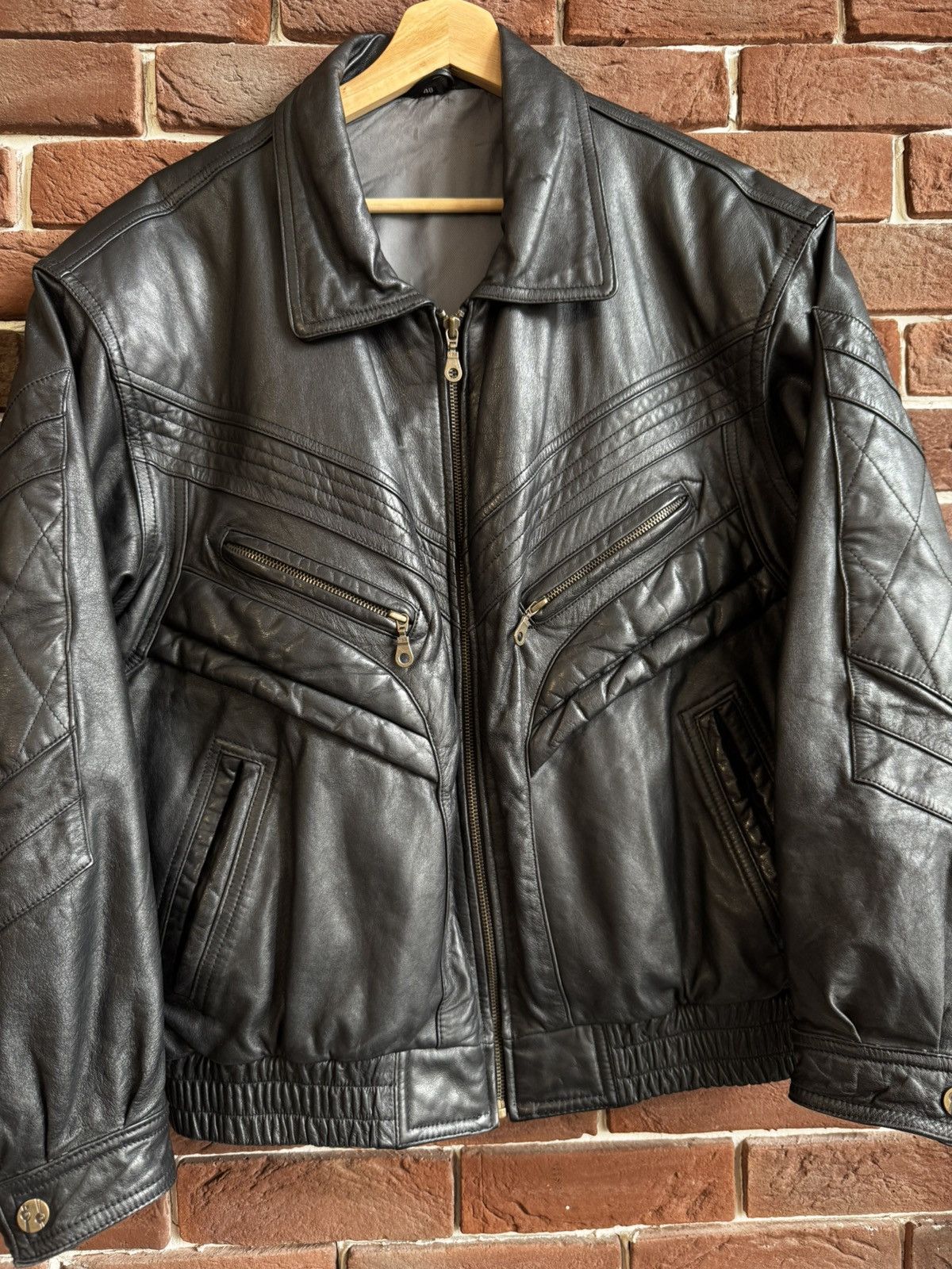 Leather Vintage Genuine Real Leather Jacket High Quality Rock Punk M Size US M / EU 48-50 / 2 - 5 Thumbnail