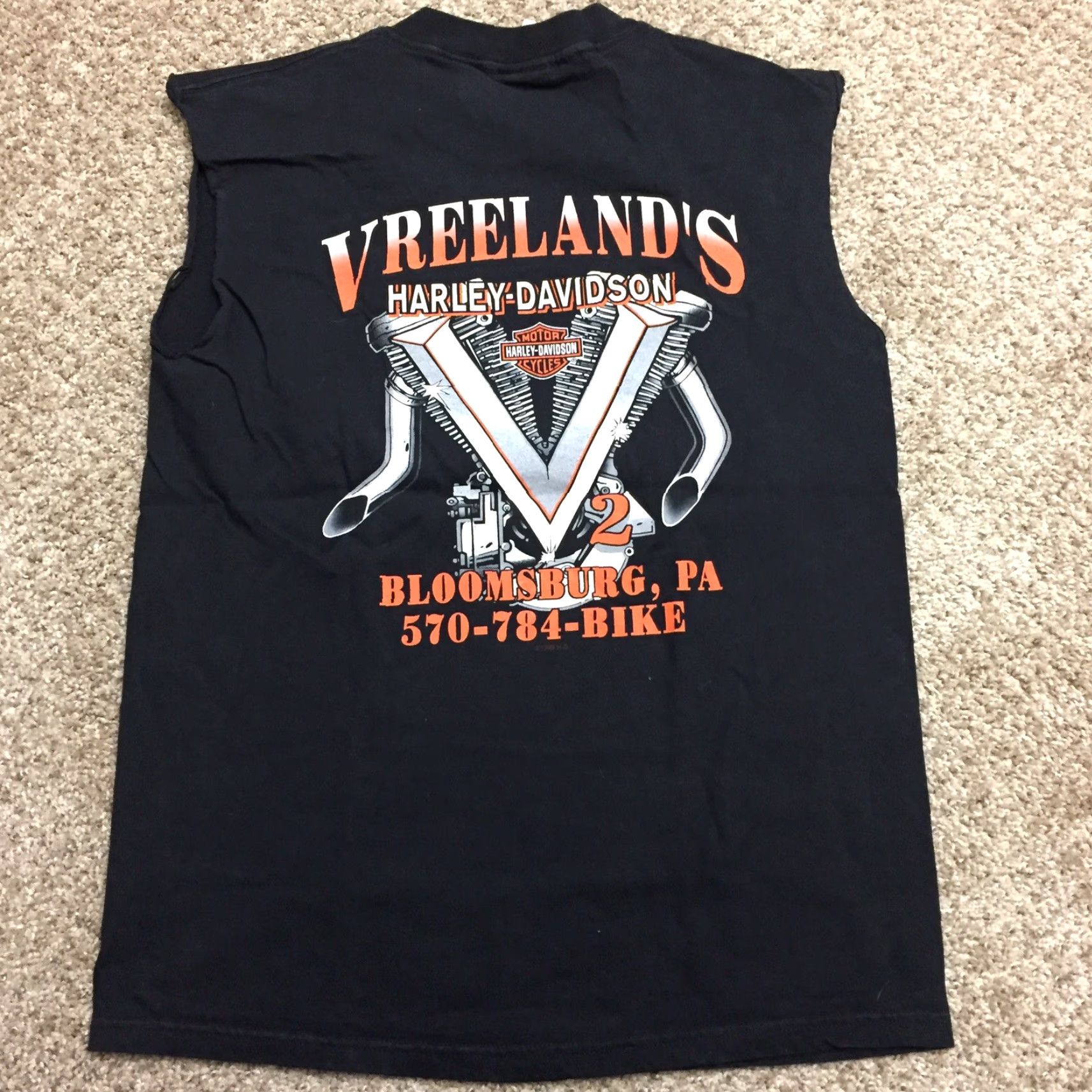 Harley Davidson Harley-Davidson Shirt Mens M Double-Sided Crew Neck USA Made In USA Black Cotton T-Shirt Size US M / EU 48-50 / 2 - 7 Thumbnail