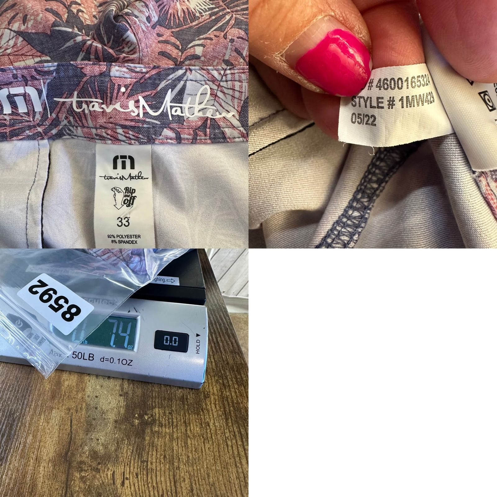 TravisMathew TravisMathew Mens Board Shorts Purple Pink Tropical Leaf Quick Dry 34 Surfing Beach Trunks with Pockets Size US 34 / EU 50 - 8 Thumbnail
