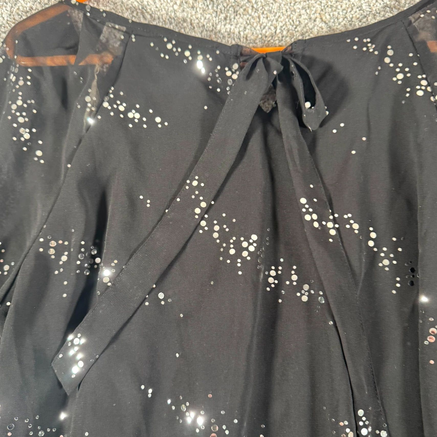 Vintage Valerie Stevens Blouse Shirt Medium M Women Dark Fairy Sequin Sheer Balloon Sleeve Polka Dot Casual Party/Cocktail Vintage No Mens Women Size M / US 6-8 / IT 42-44 - 6 Thumbnail