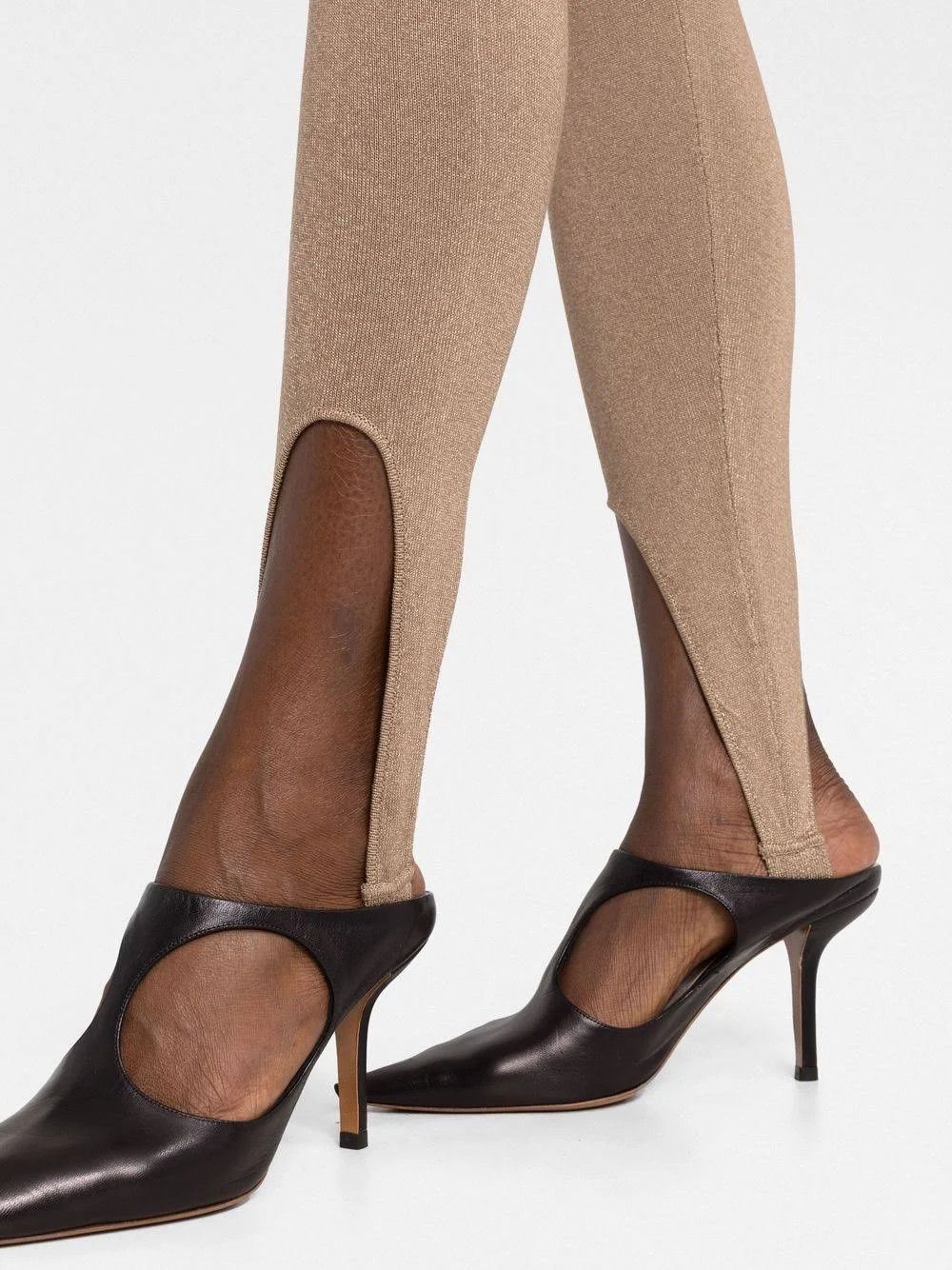 Saint Laurent Paris o1s1wg111024 Stirrup Leggings in Lurex Knit in Beige Size 36" / US 14 / IT 50 - 7 Thumbnail